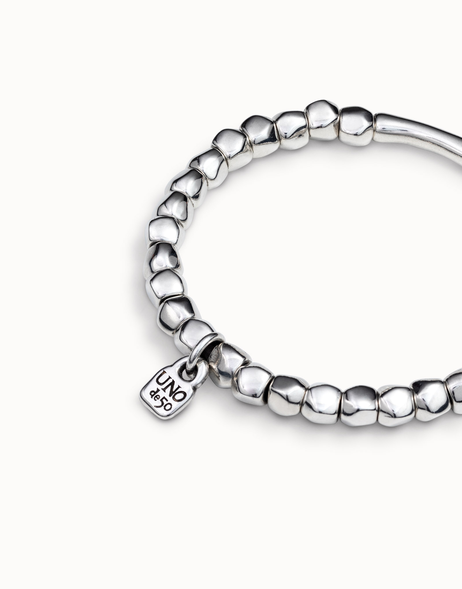 Sterling silver-plated bracelet with tubular piece, Silver, large thumbnail
