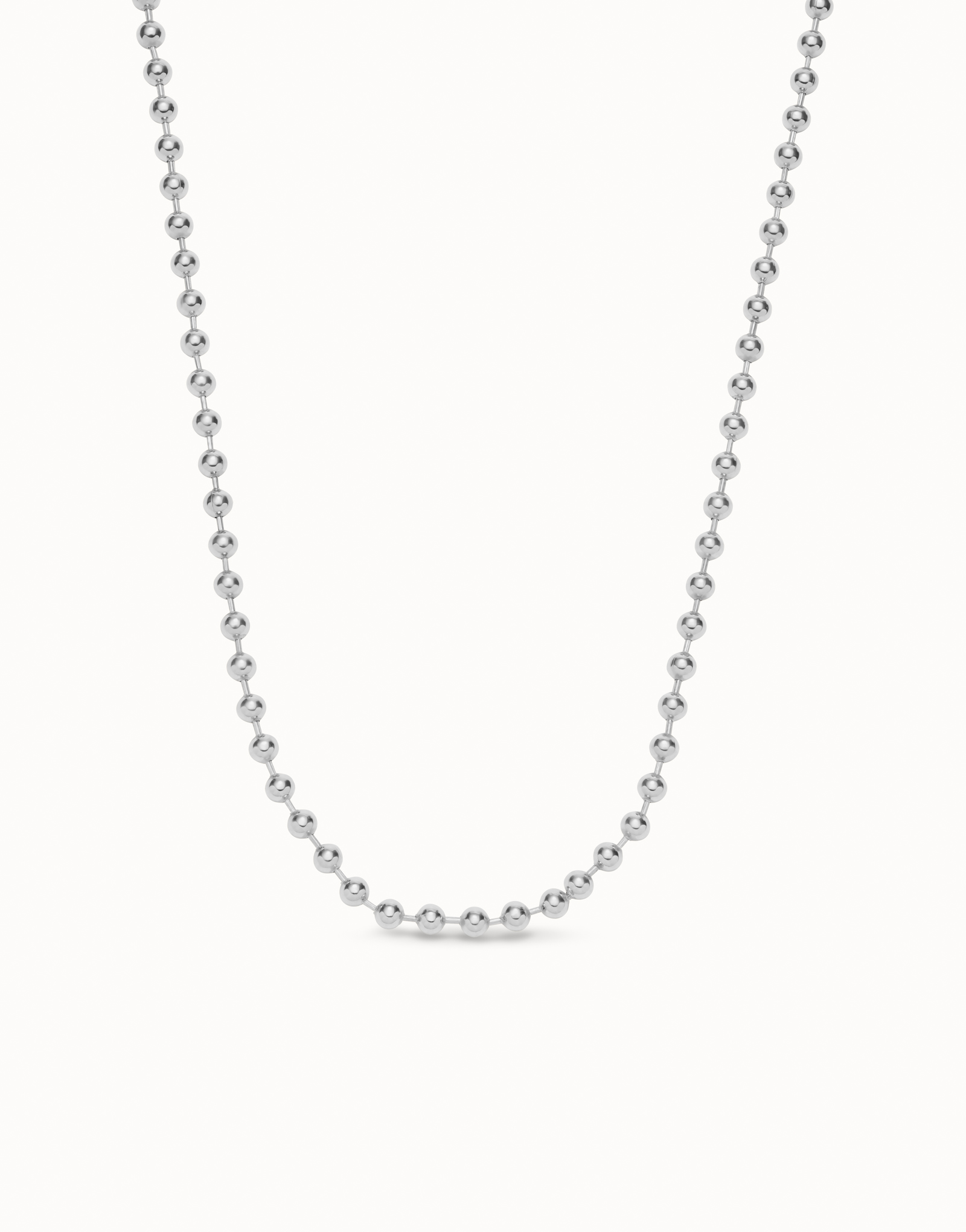 Long beaded chain charm necklace, Silver, large thumbnail