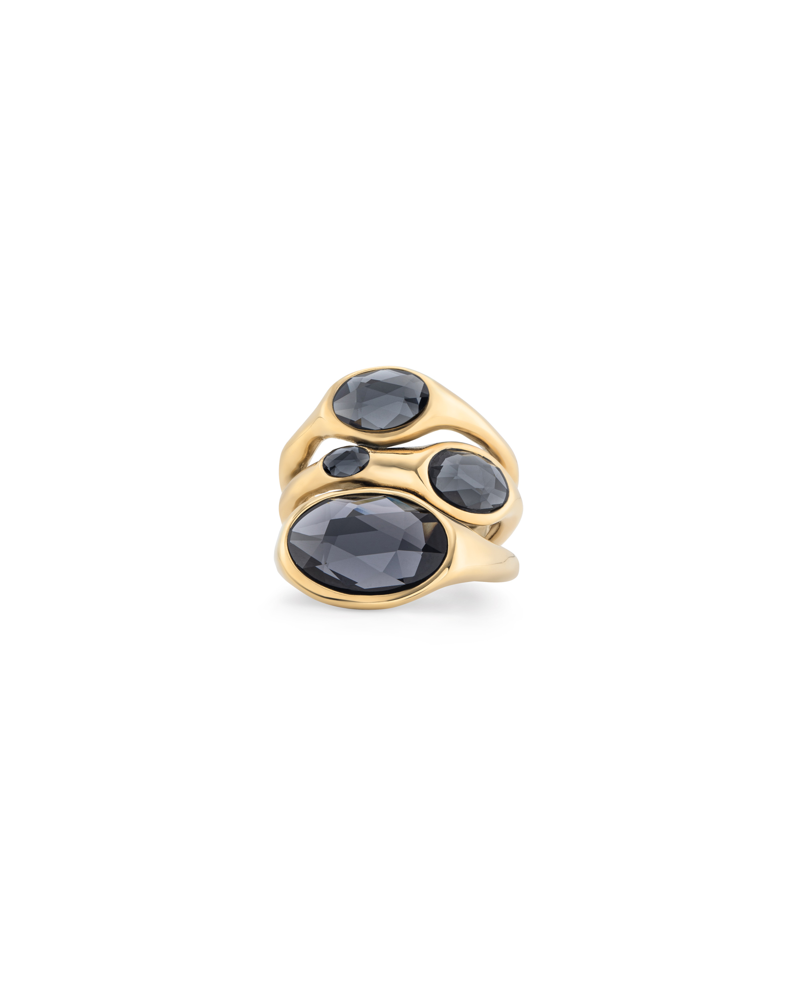 Ring with crystals with different sizes, Golden, large thumbnail