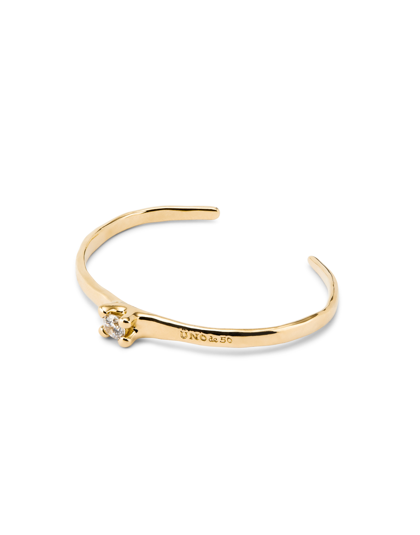 Cuff bracelet with blue cubic zirconia, Golden, large thumbnail