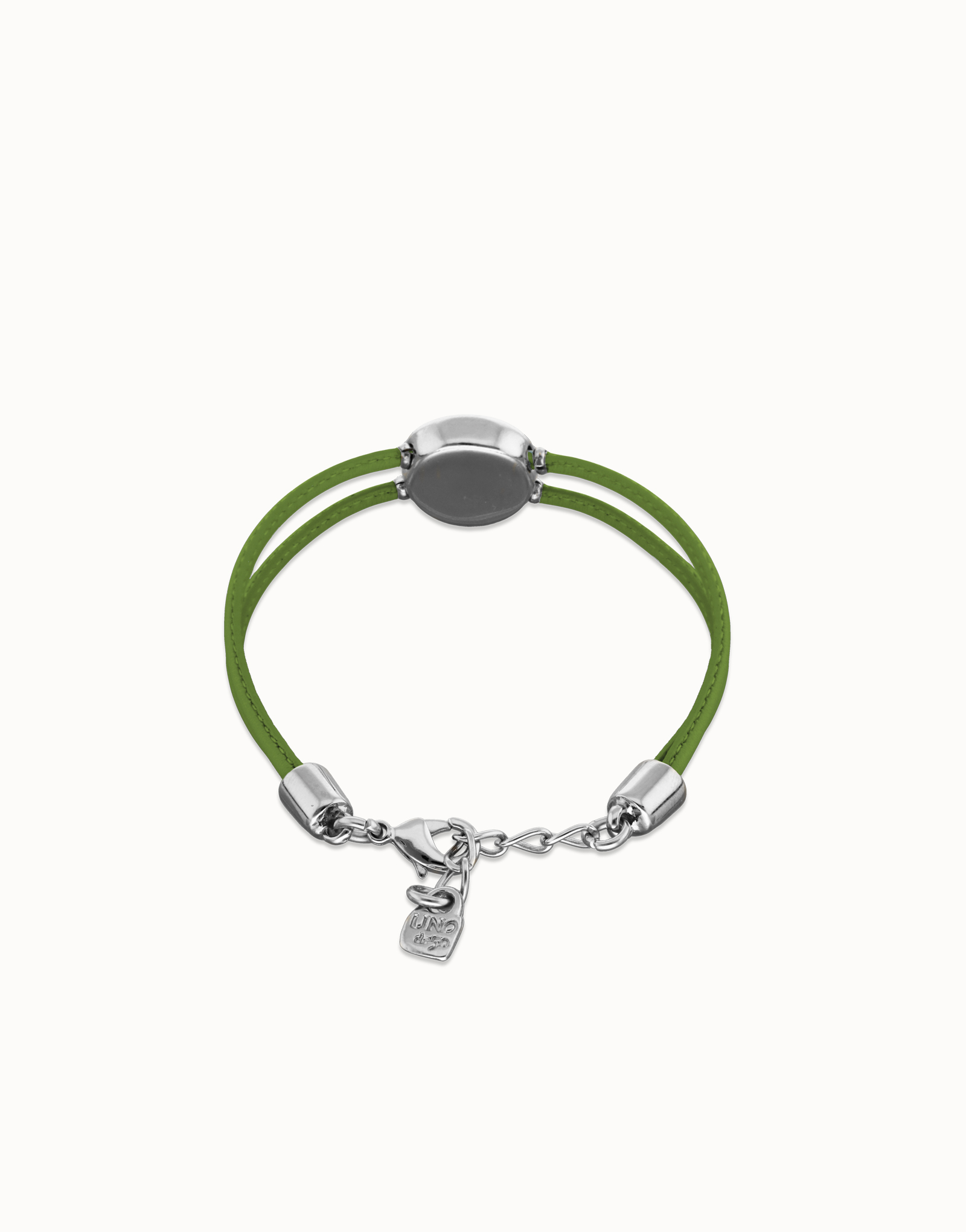 Double green leather birthstone bracelet with eye, Silver, large thumbnail