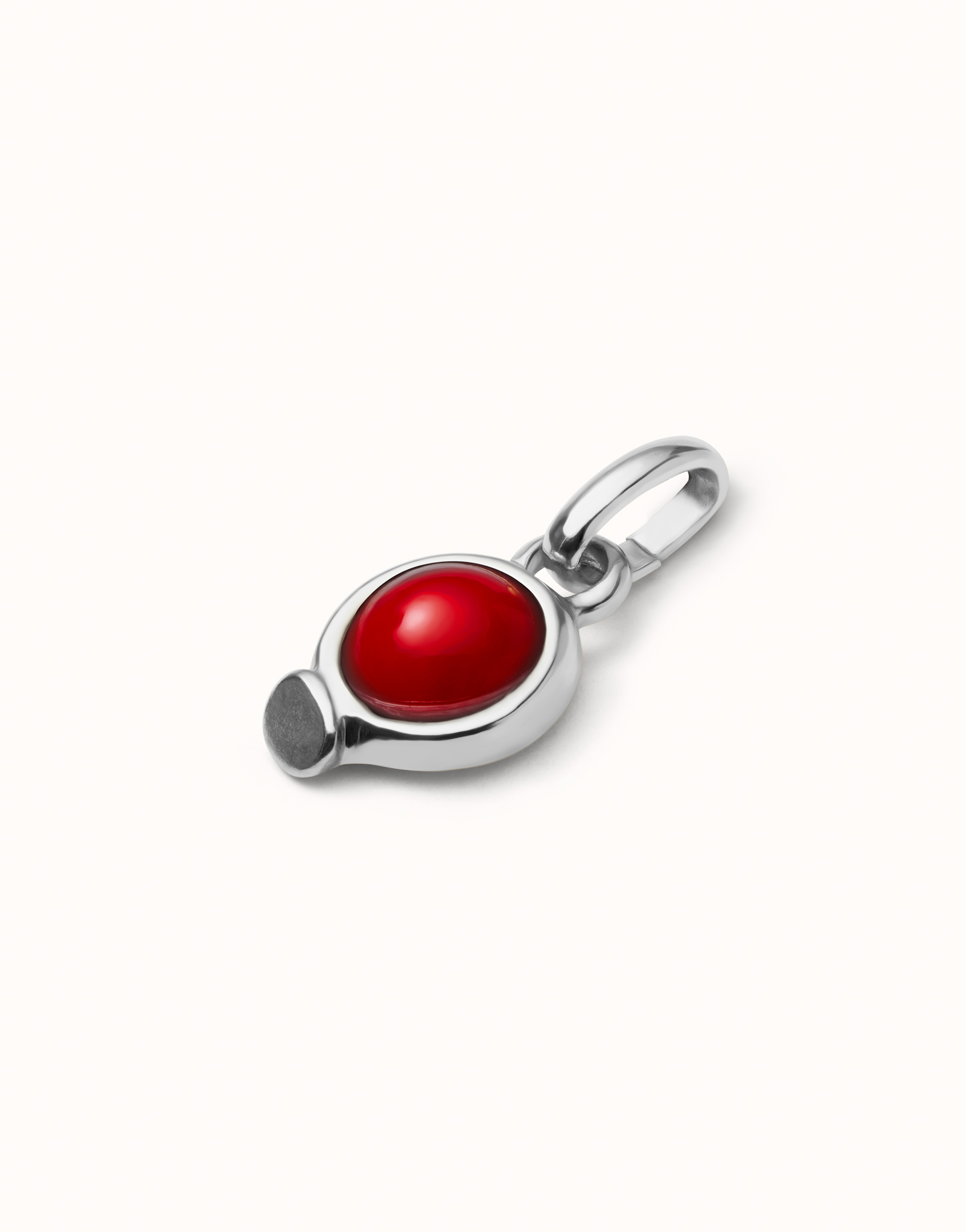 Charm with red stone, Silver, large thumbnail