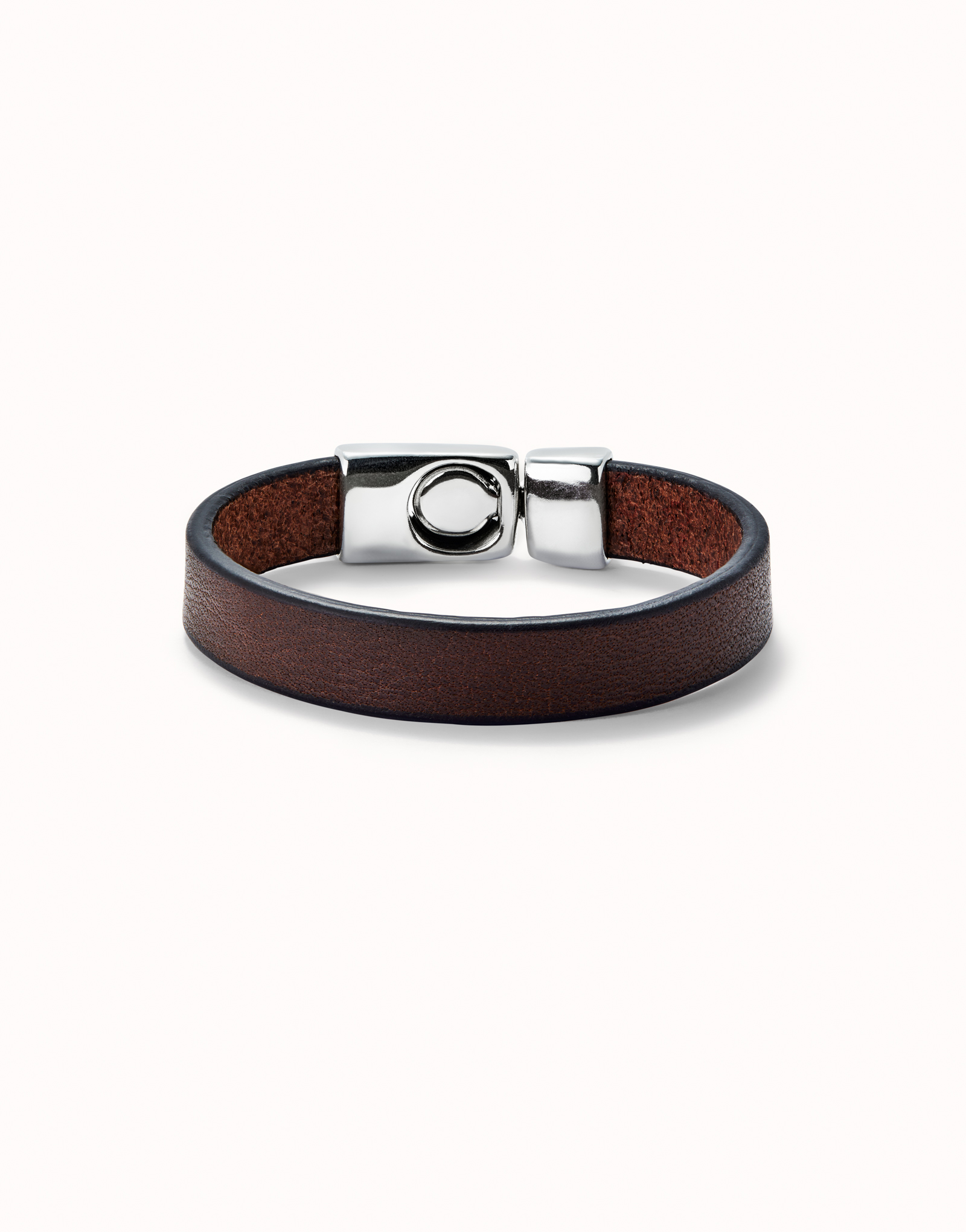 Leather bracelet with clasp, Silver, large thumbnail