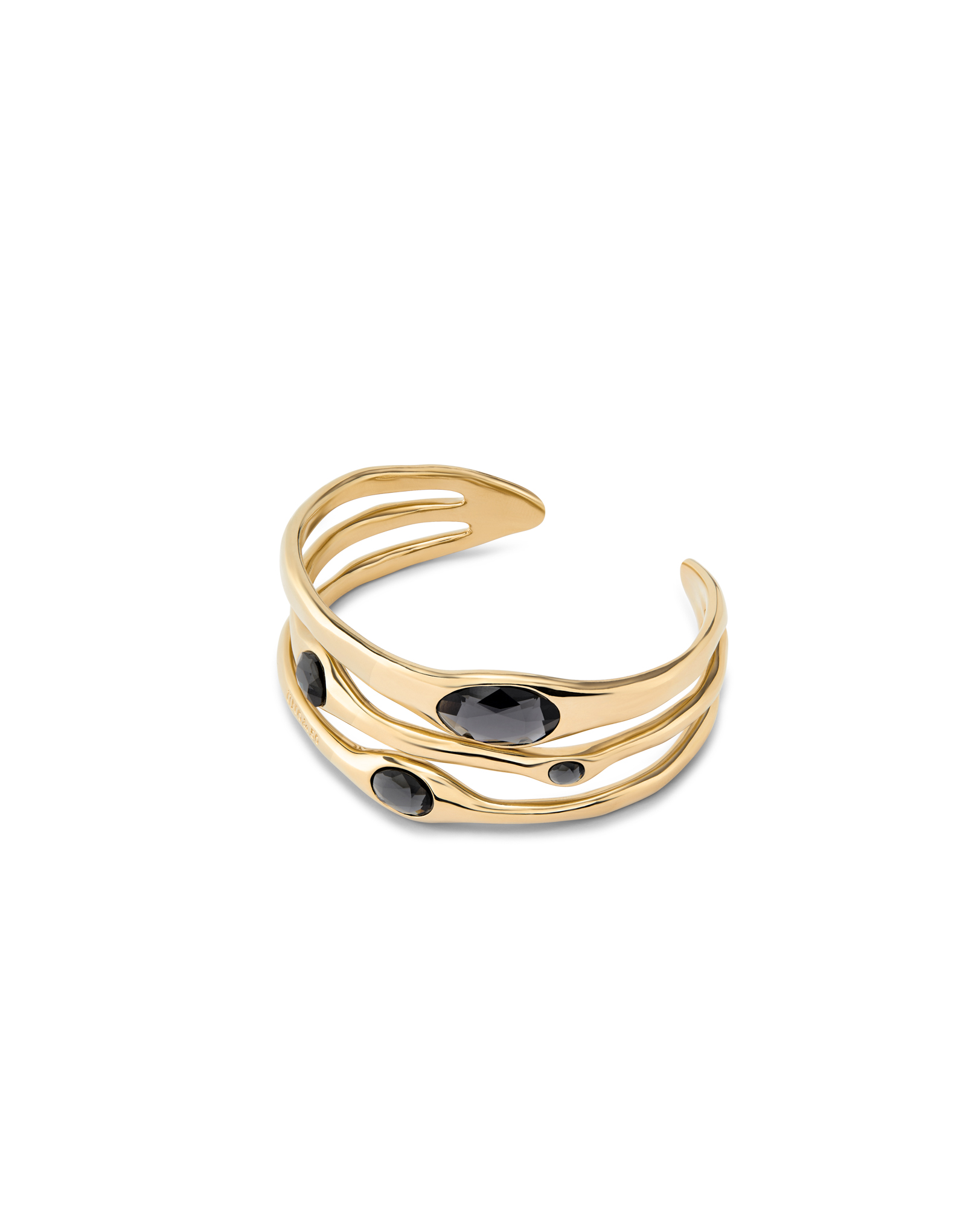 Bangle bracelet with crystals, Golden, large thumbnail