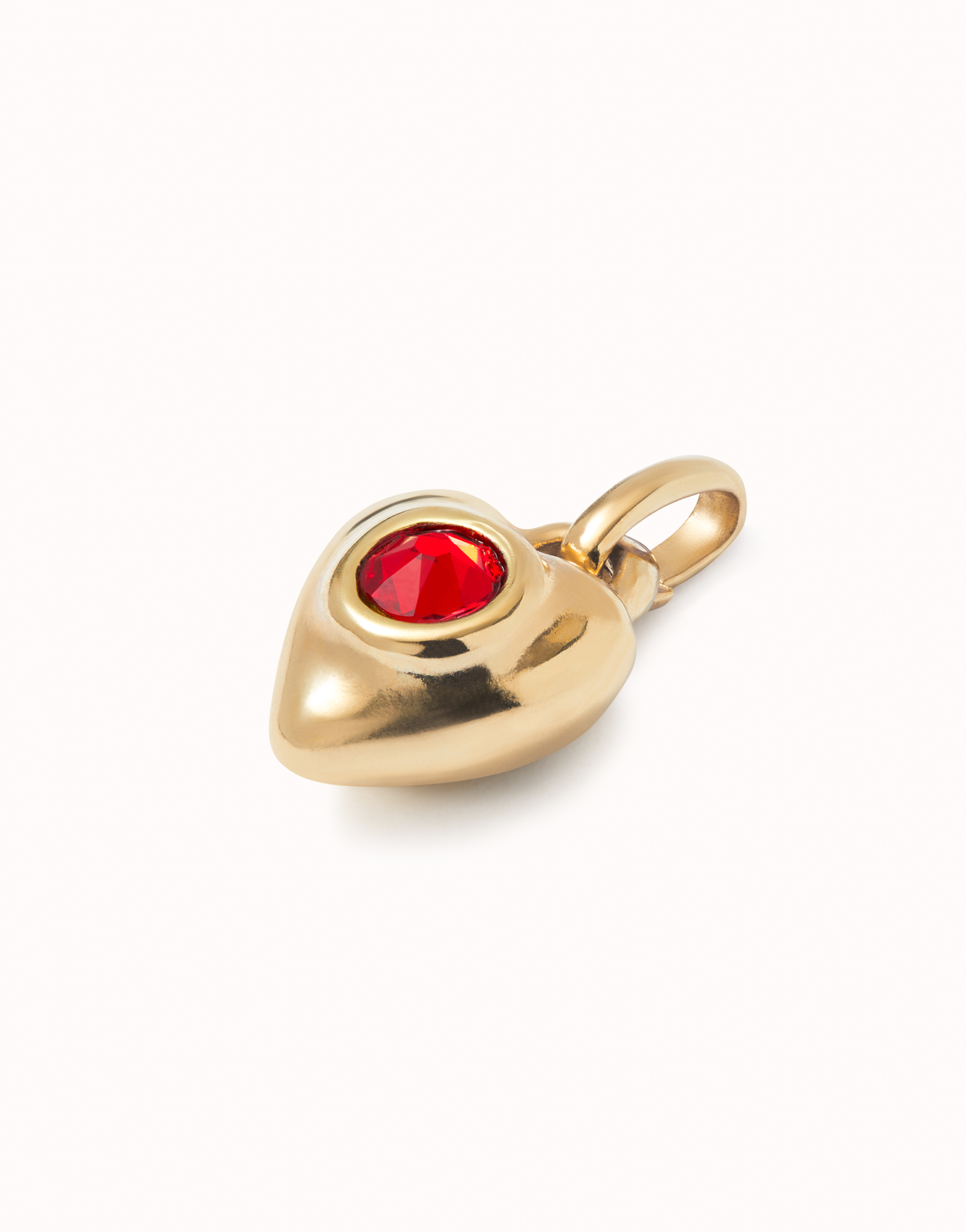 Charm with red crystal, Golden, large thumbnail