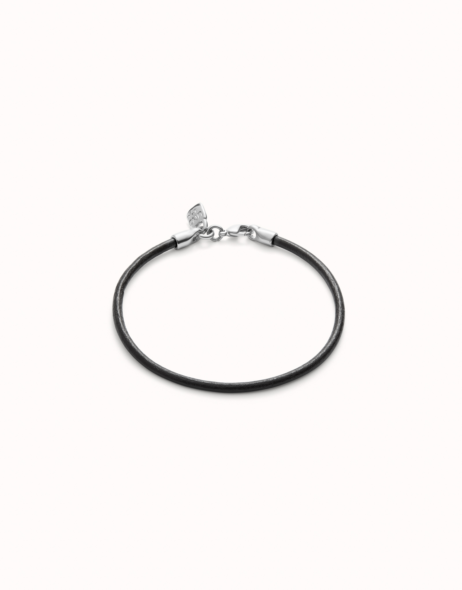 Leather charm bracelet with clasp, Silver, large thumbnail