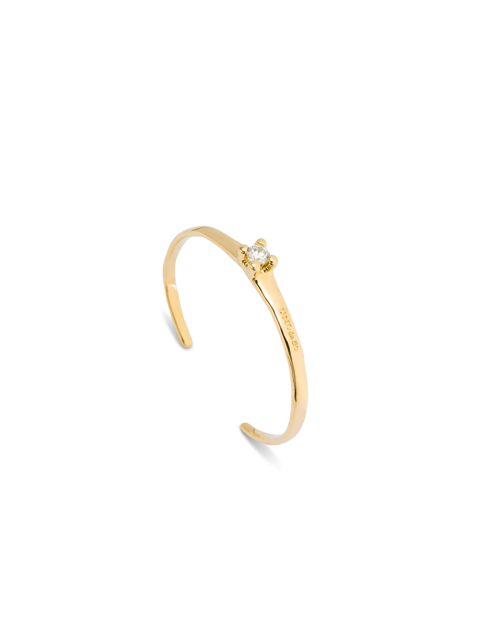 Cuff bracelet with blue cubic zirconia, Golden, large thumbnail