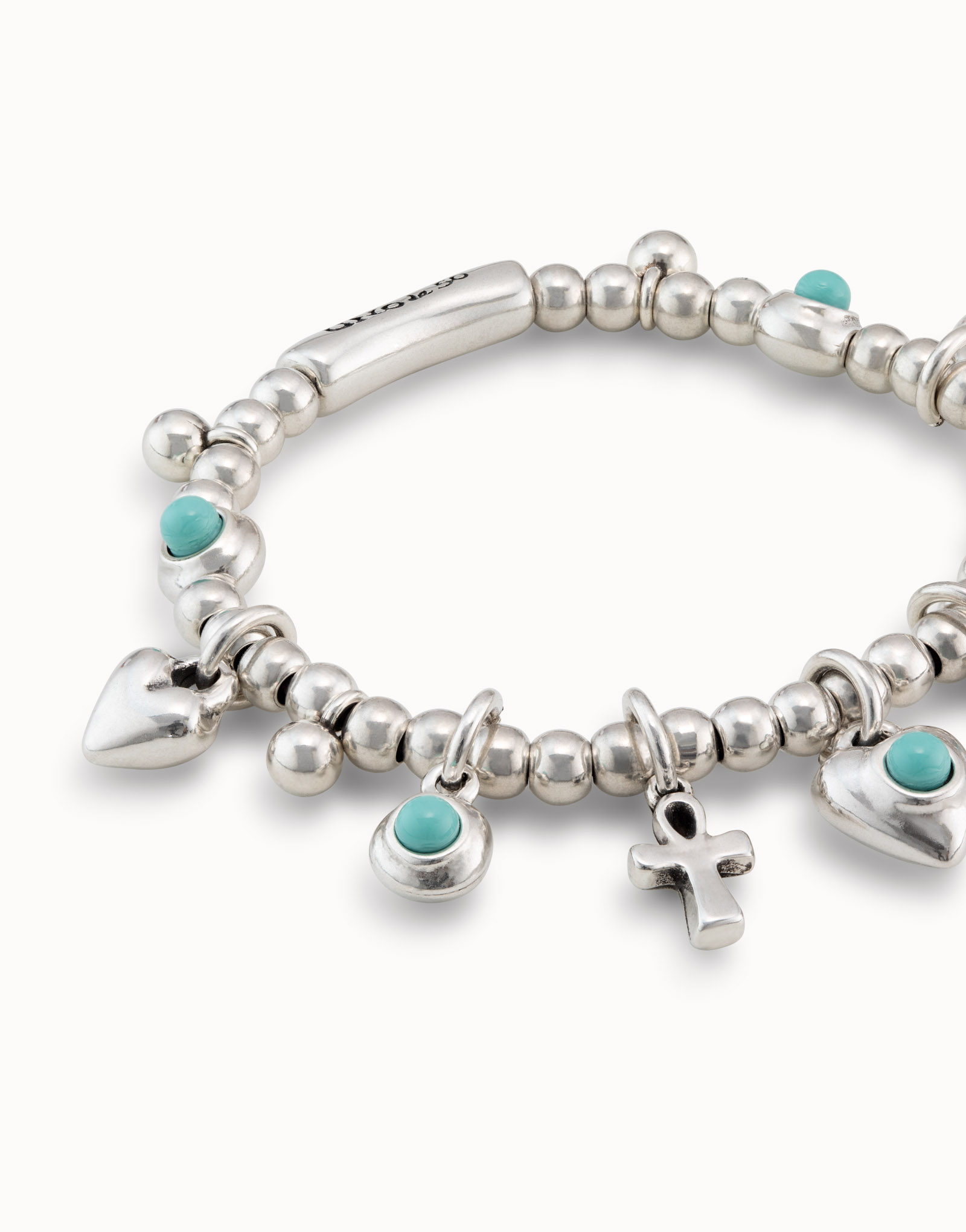 Beaded bracelet with charms, Silver, large thumbnail