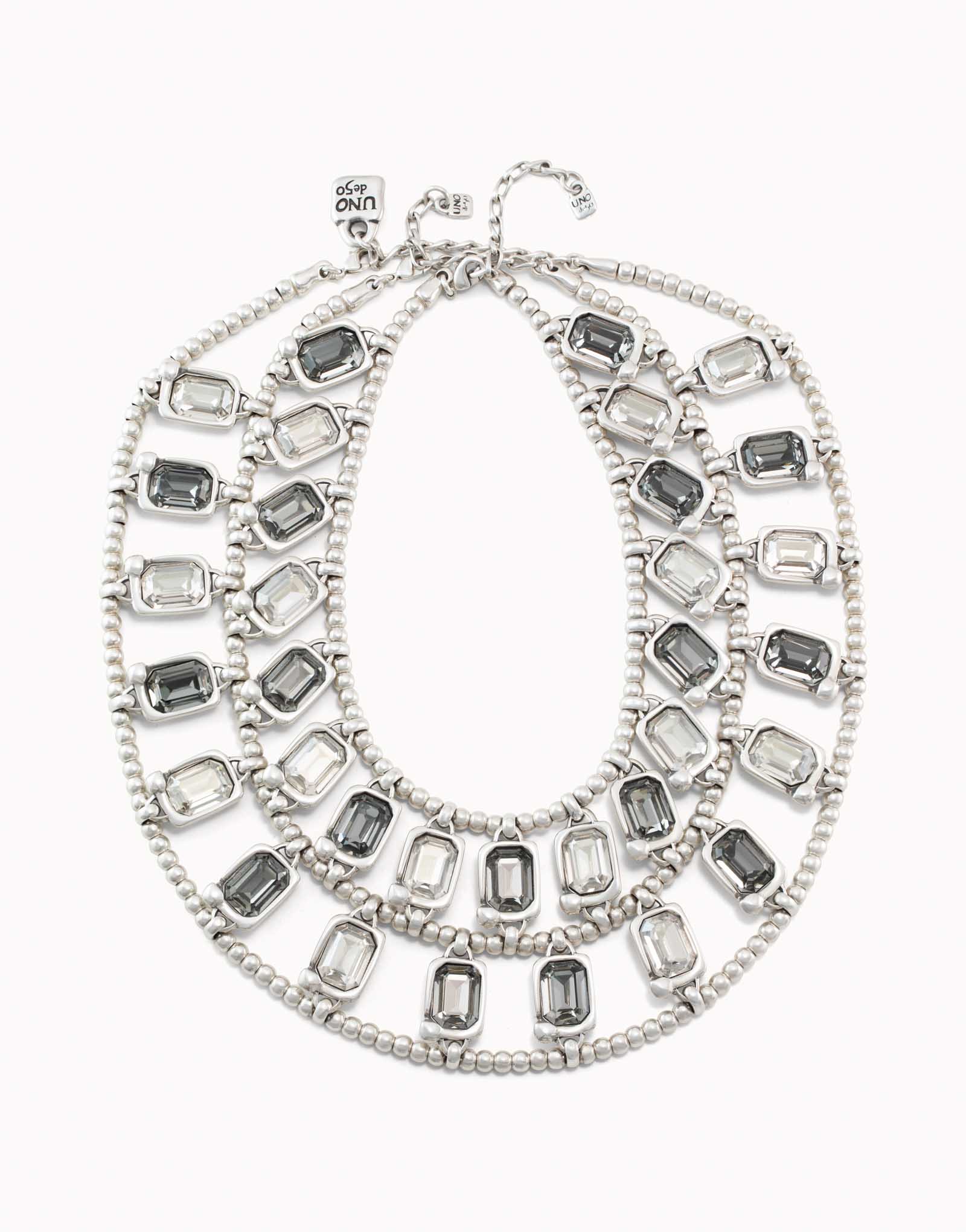 Short necklace with crystals, Silver, large thumbnail