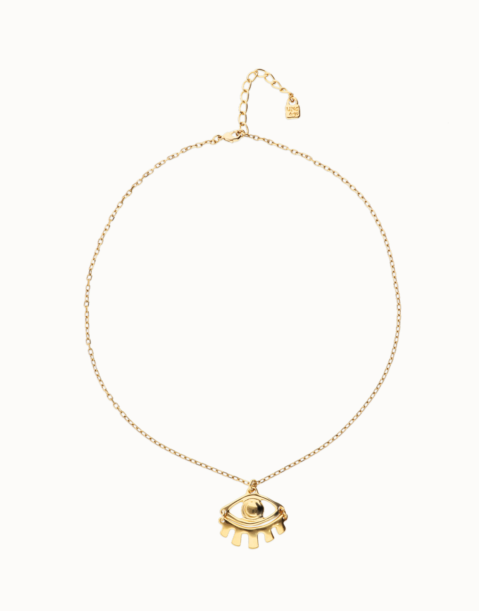 Short pendant chain necklace with small eye, Golden, large thumbnail