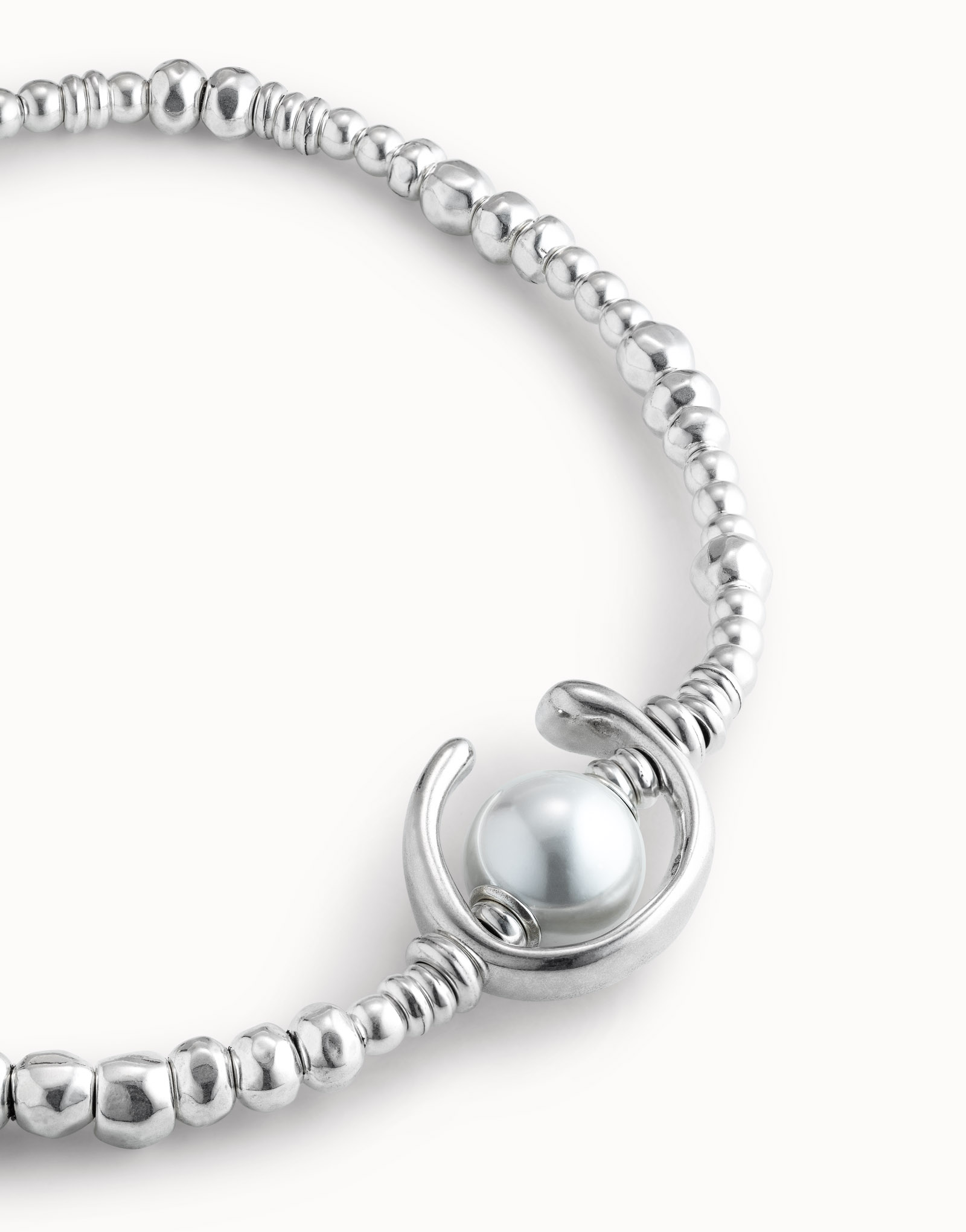 Short beaded necklace with a pearl, Silver, large thumbnail