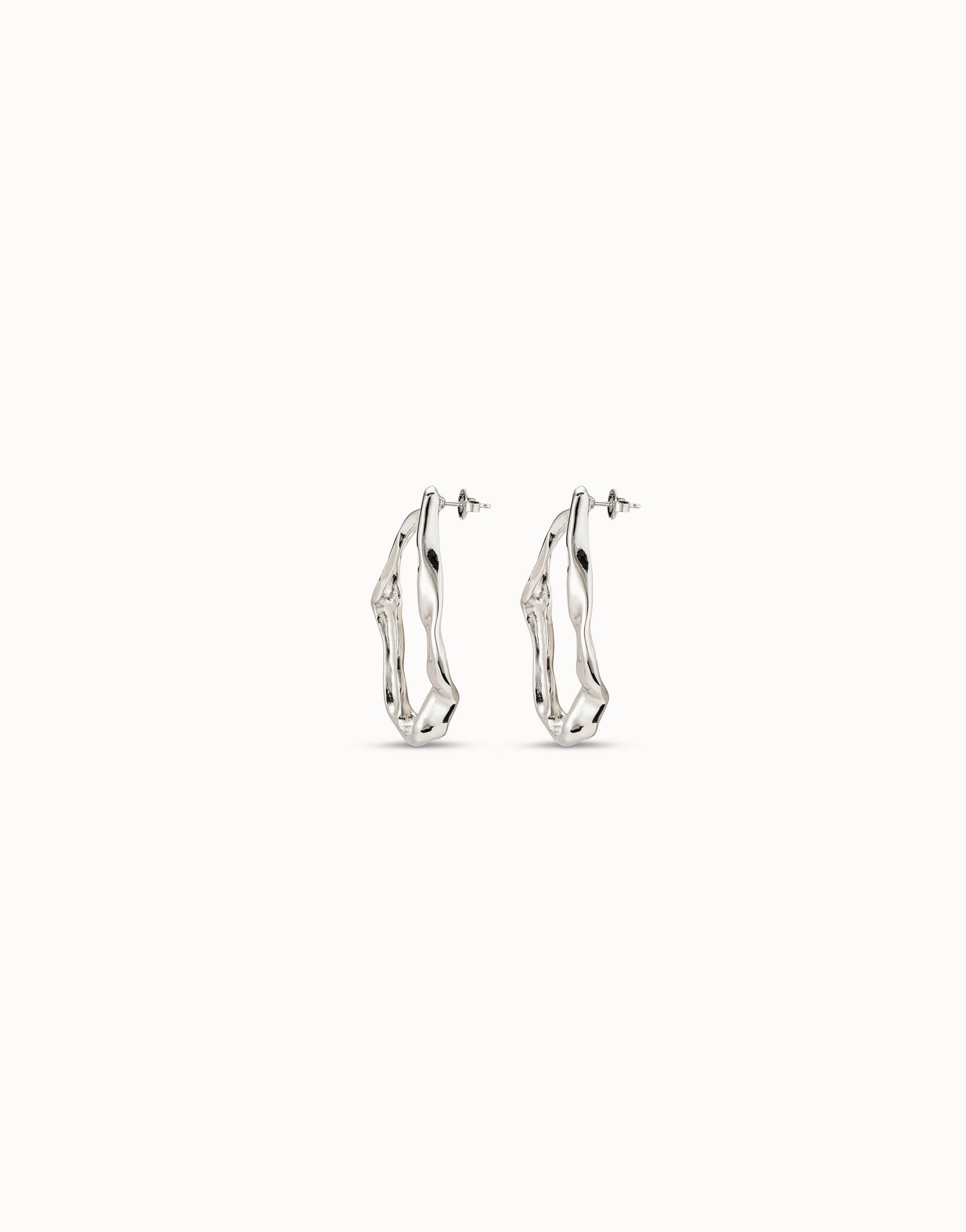 Large hoop earrings, Silver, large thumbnail
