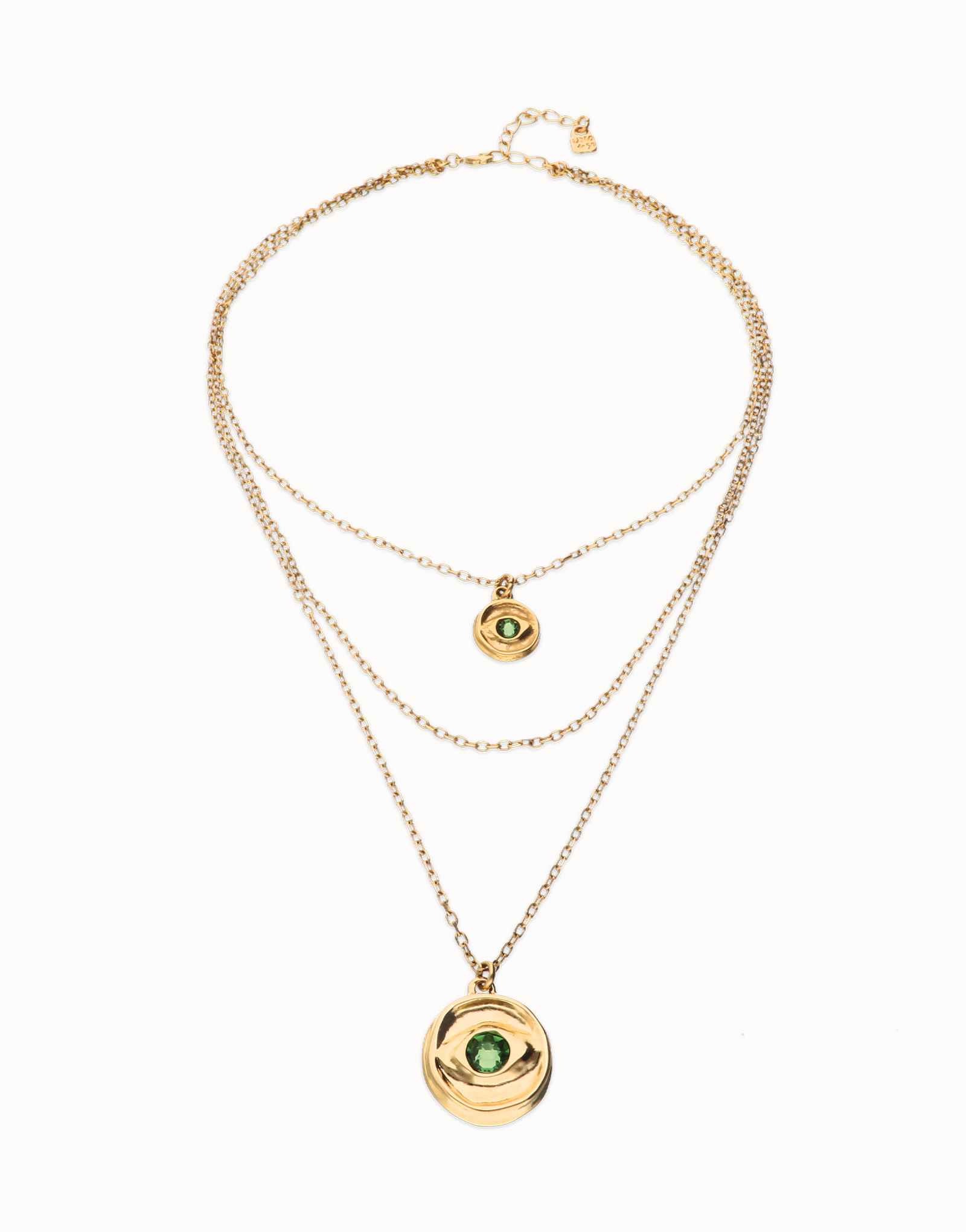 Multi strand chain necklace with an eye, Golden, large thumbnail