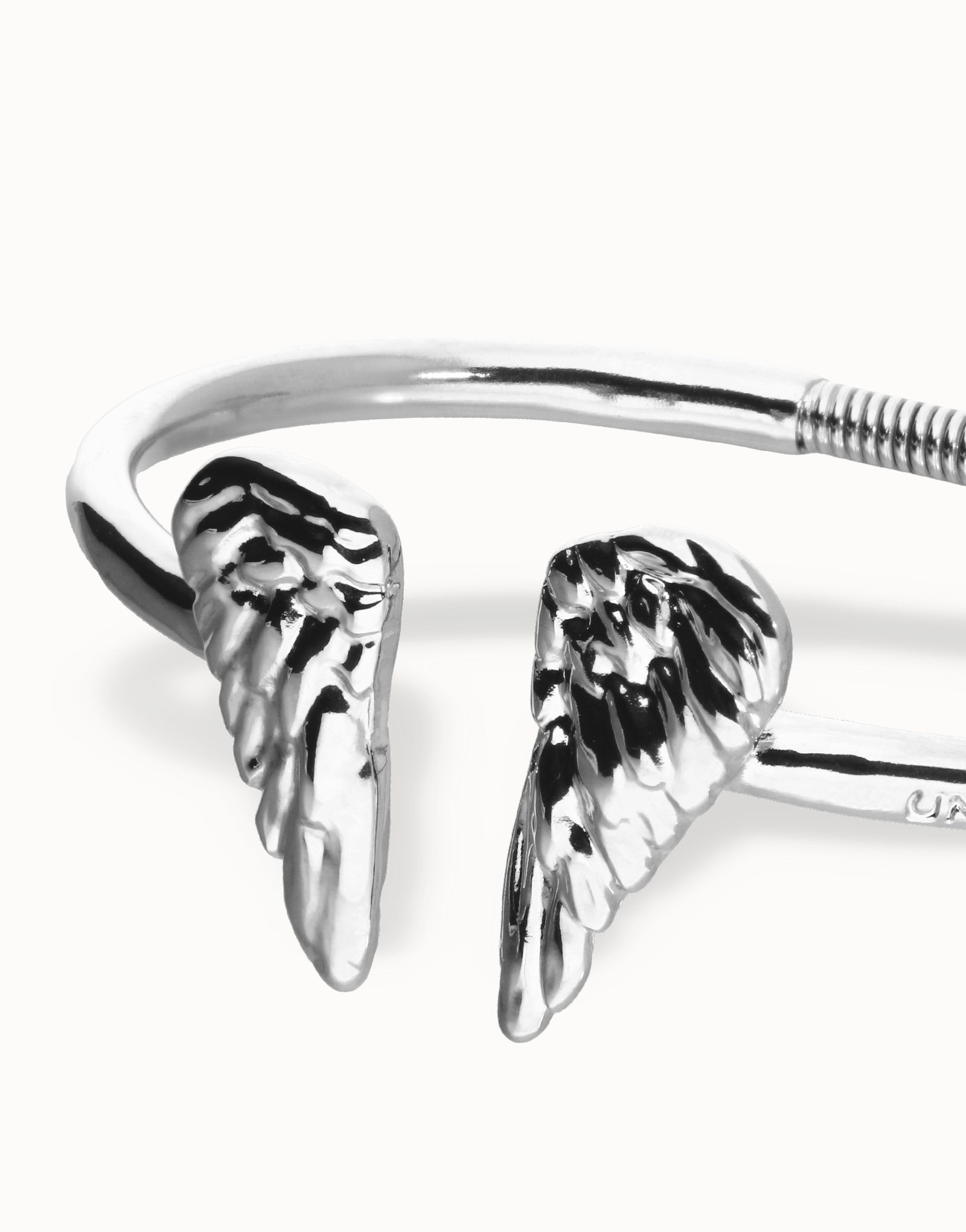 Cuff bracelet with wing detail, Silver, large thumbnail