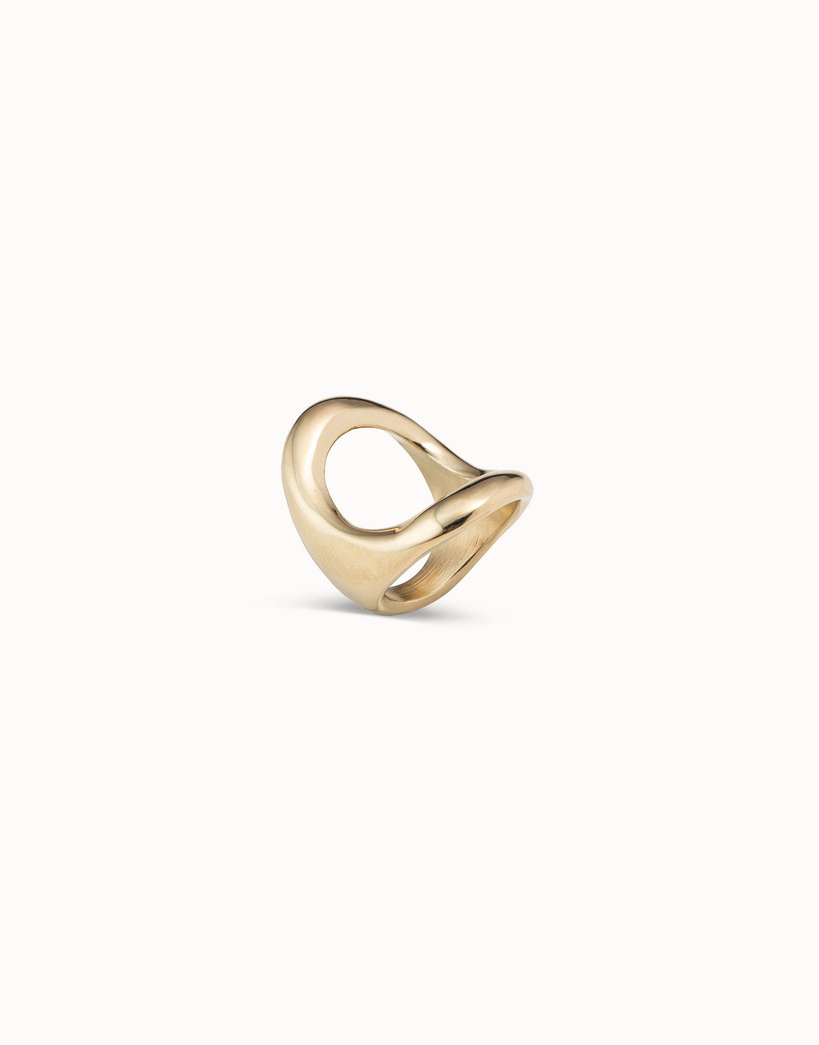 Ring with large central oval, Golden, large thumbnail