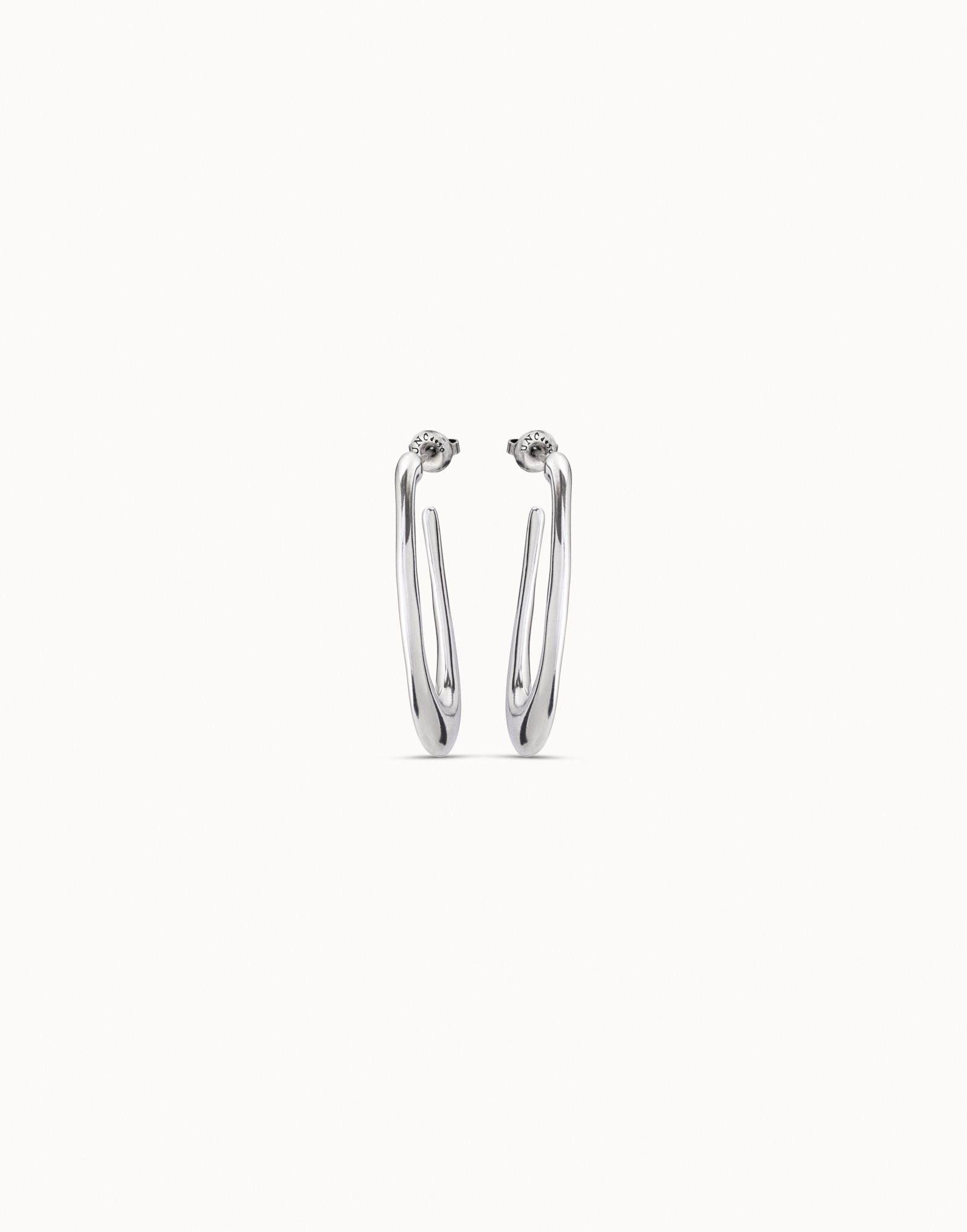 Oval hoop earrings, Silver, large thumbnail