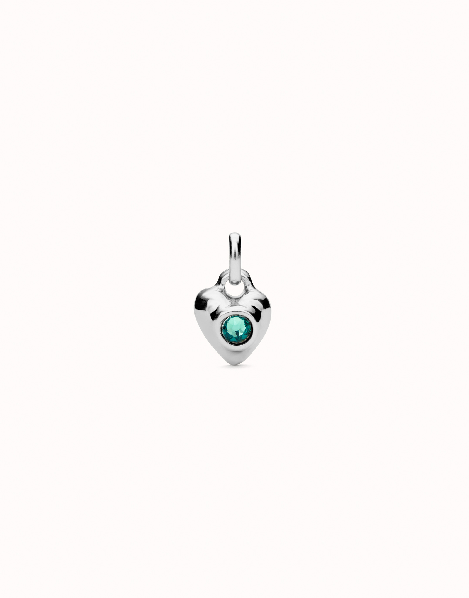Charm with green crystal, Silver, large thumbnail