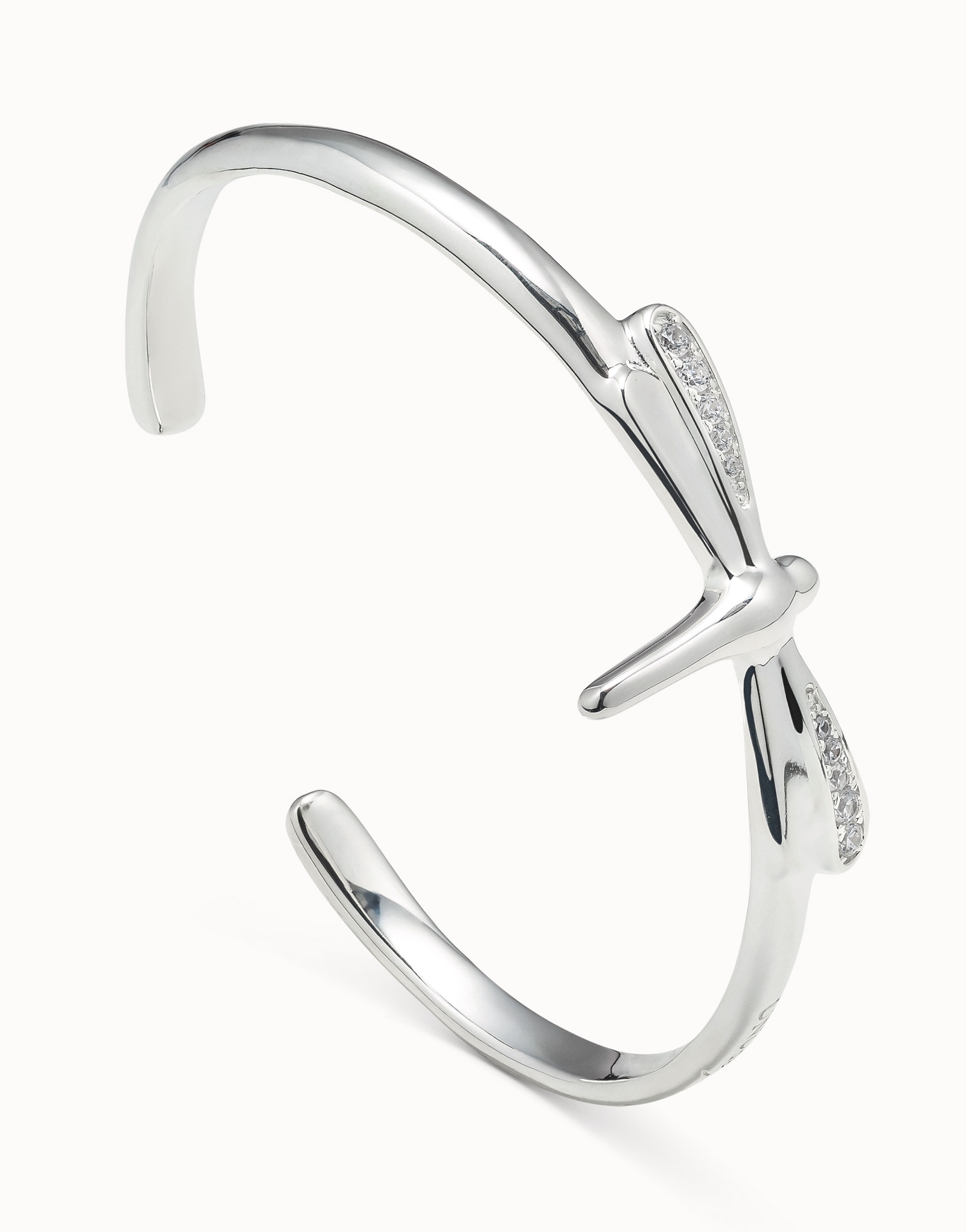 Dragonfly shaped cuff bracelet with topaz, Silver, large thumbnail