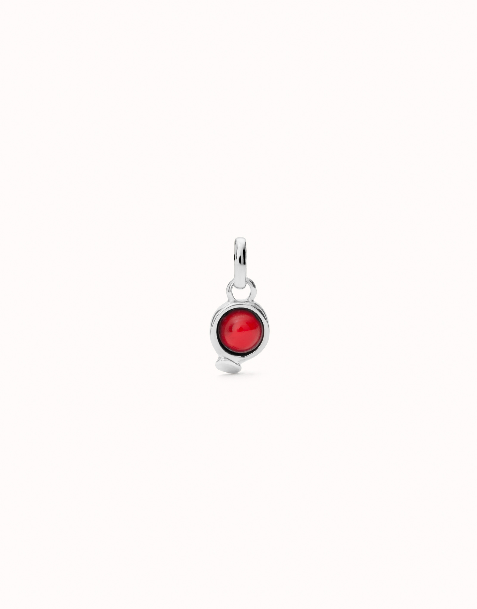 Charm with red stone, Silver, large thumbnail