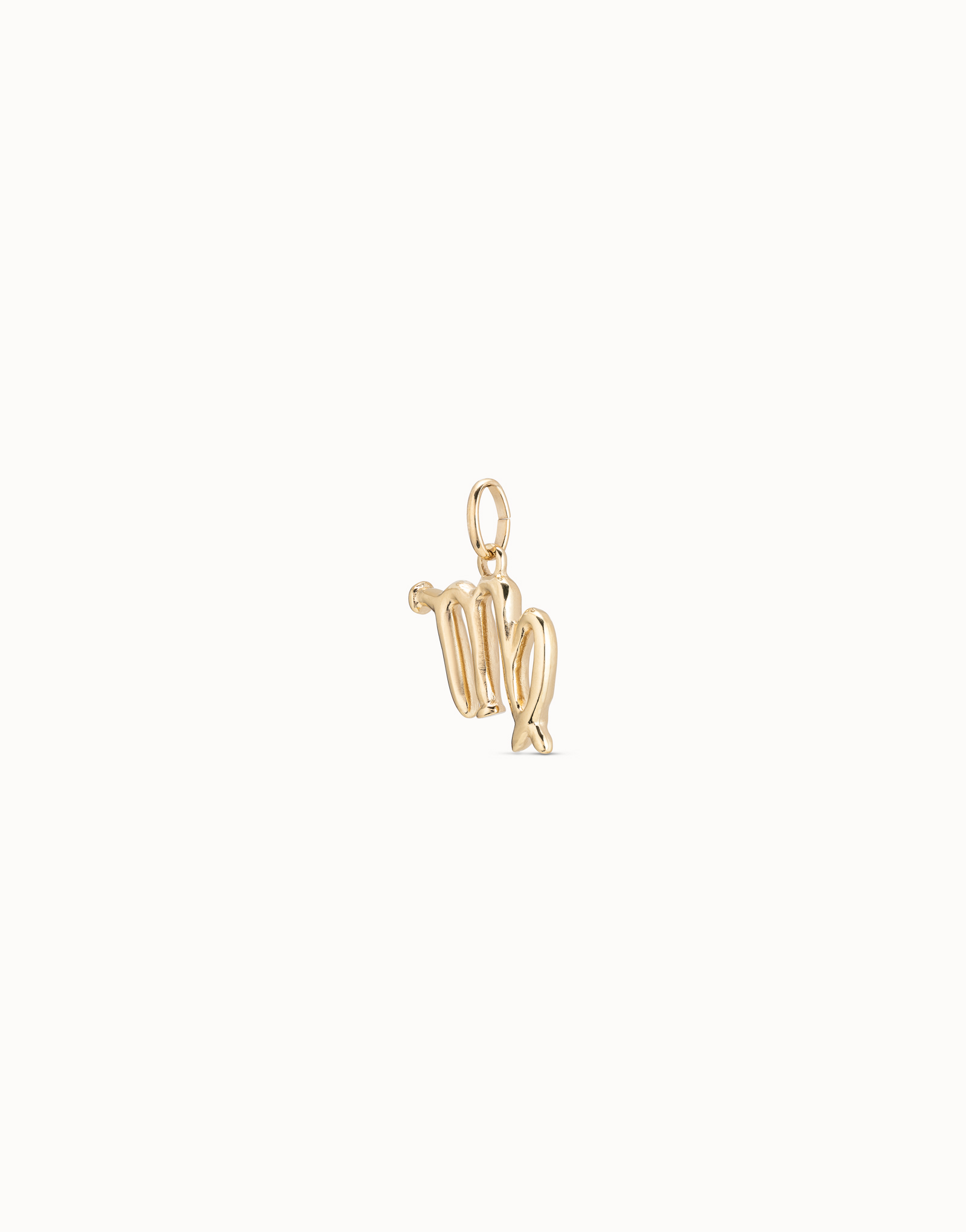 Charm bañado en oro de 18k con forma de signo virgo, Dorado, large thumbnail