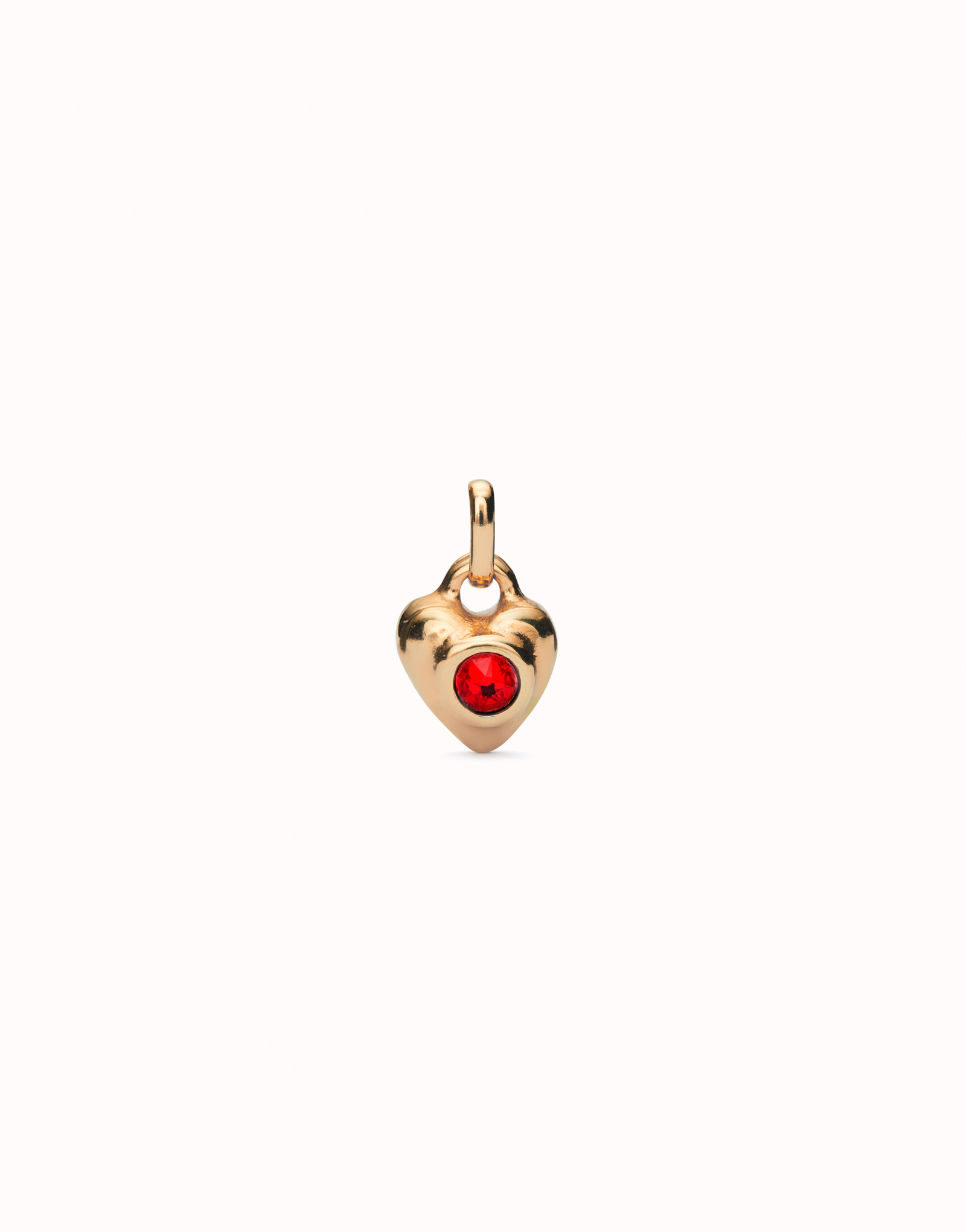 Charm with red crystal, Golden, large thumbnail