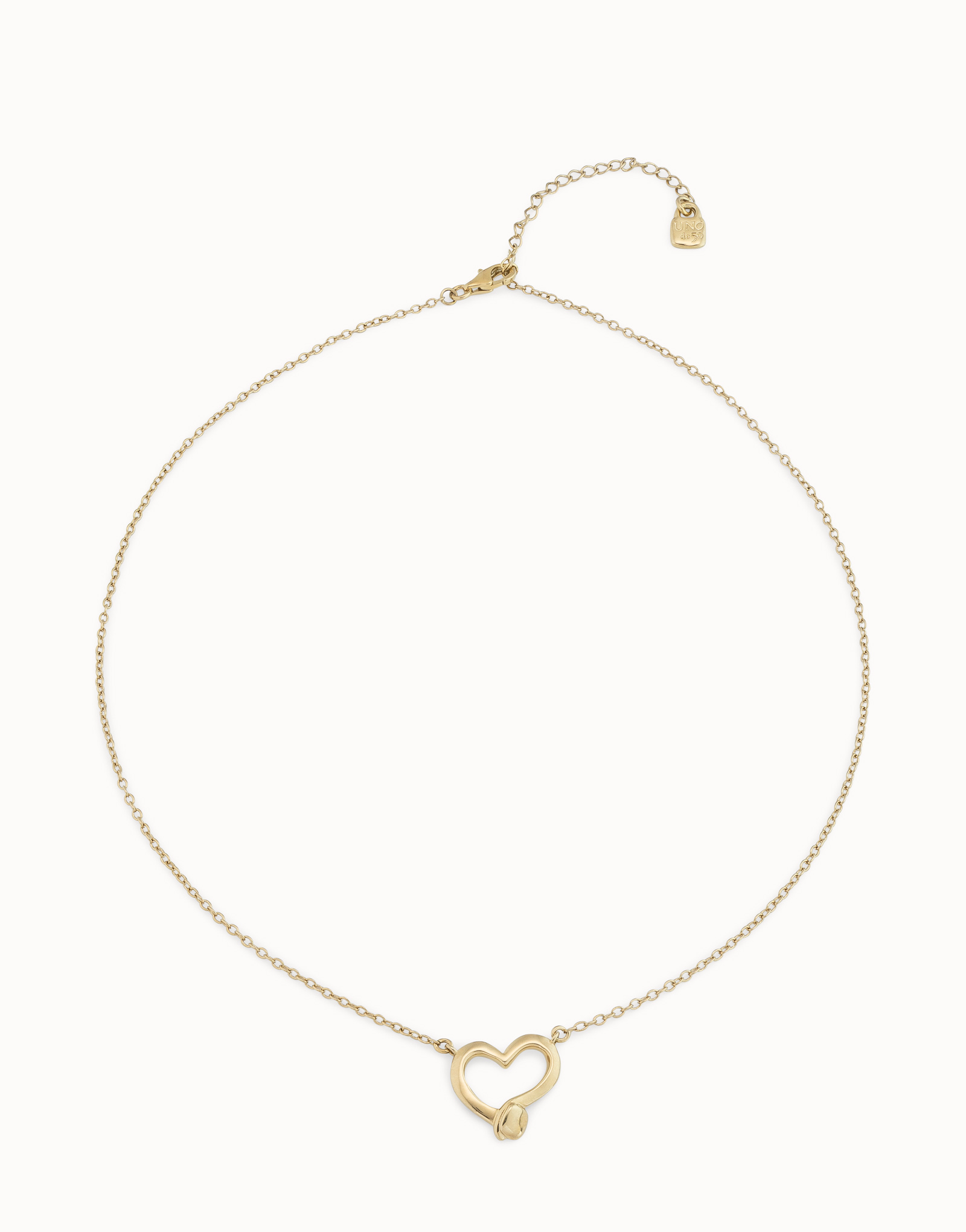 Chain pendant necklace  with heart, Golden, large thumbnail