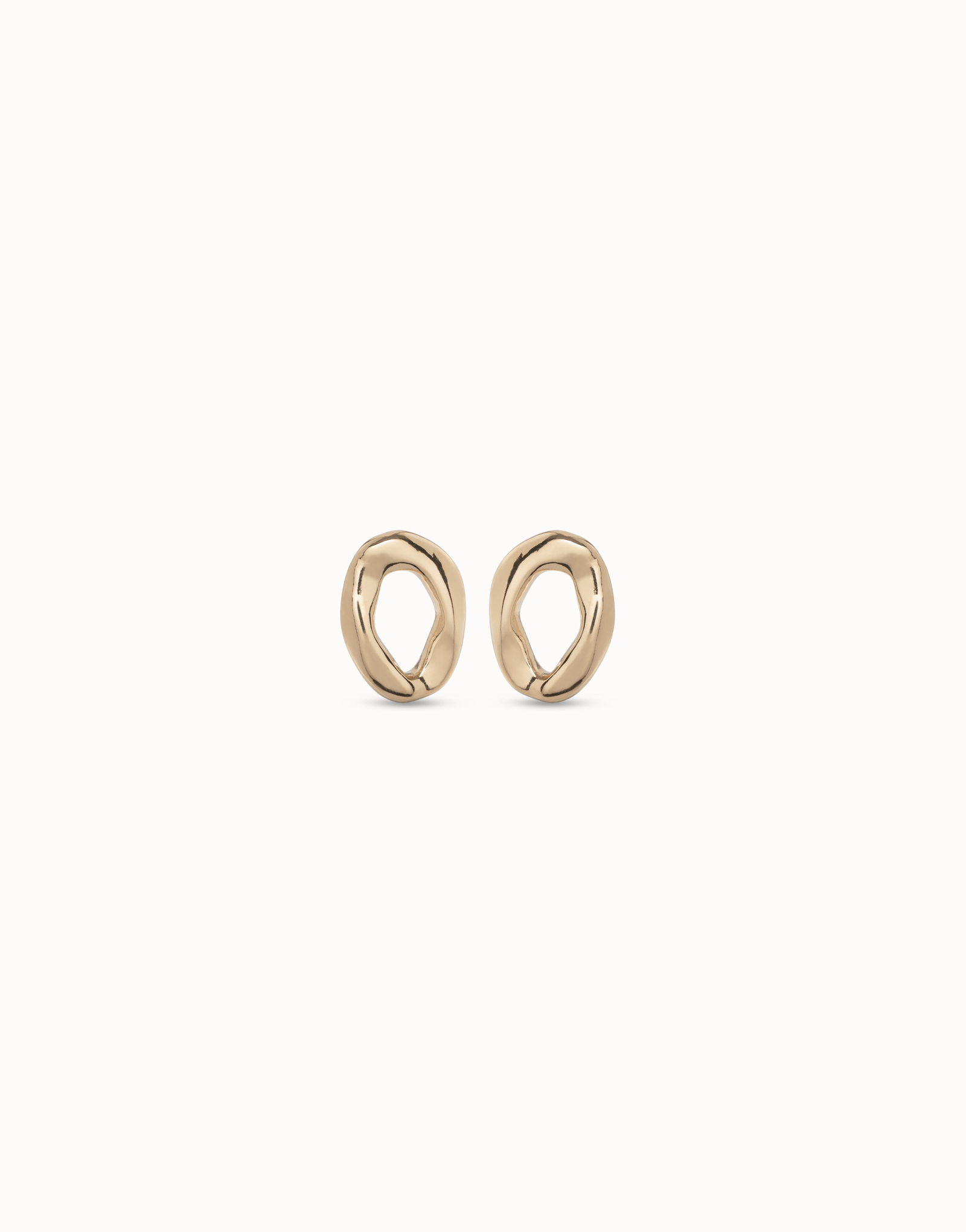 Oval link shape stud earrings, Golden, large thumbnail