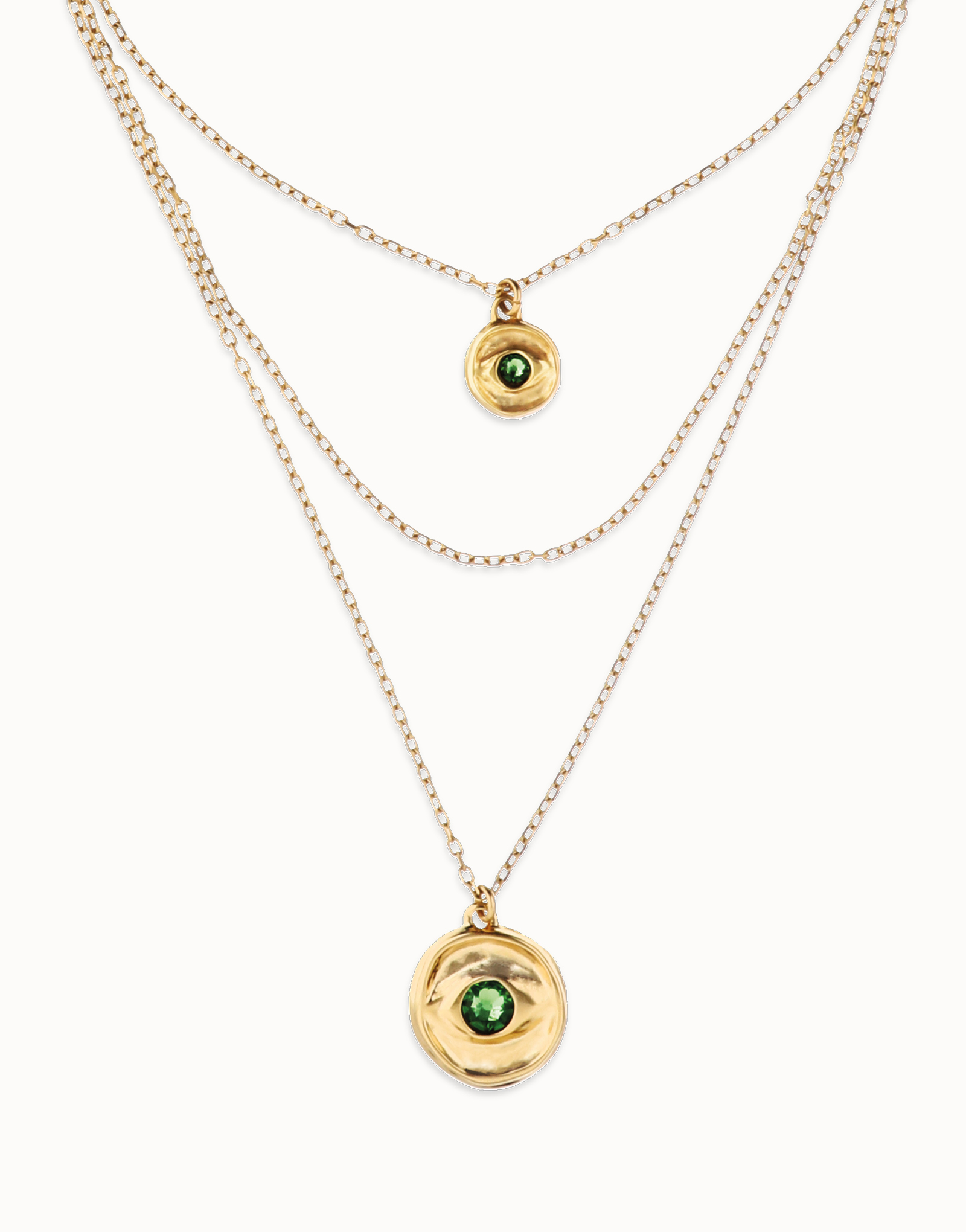 Multi strand chain necklace with an eye, Golden, large thumbnail