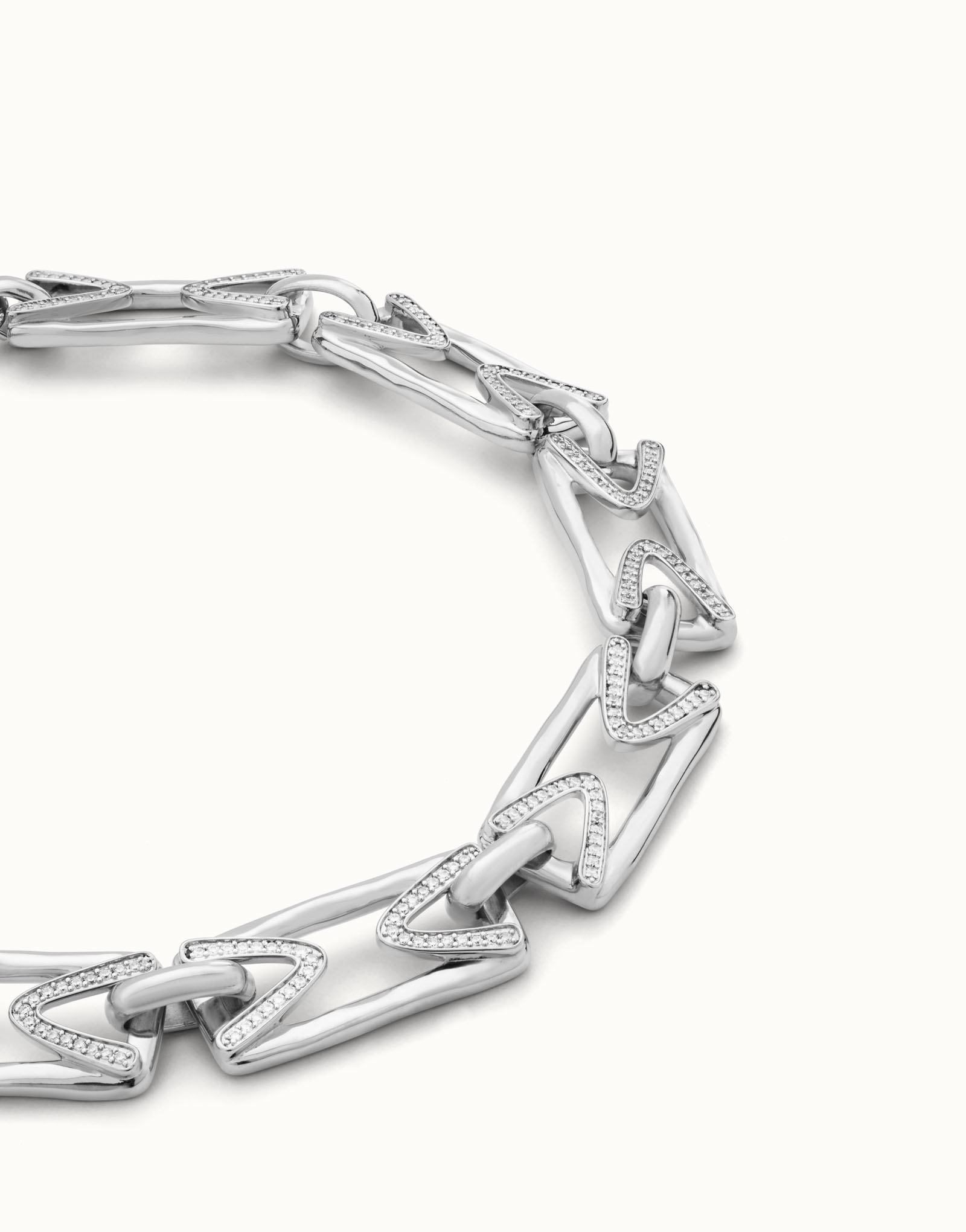 Collier blue plaqué argent avec doubles chaîne à cristaux bleus, Argent, large thumbnail