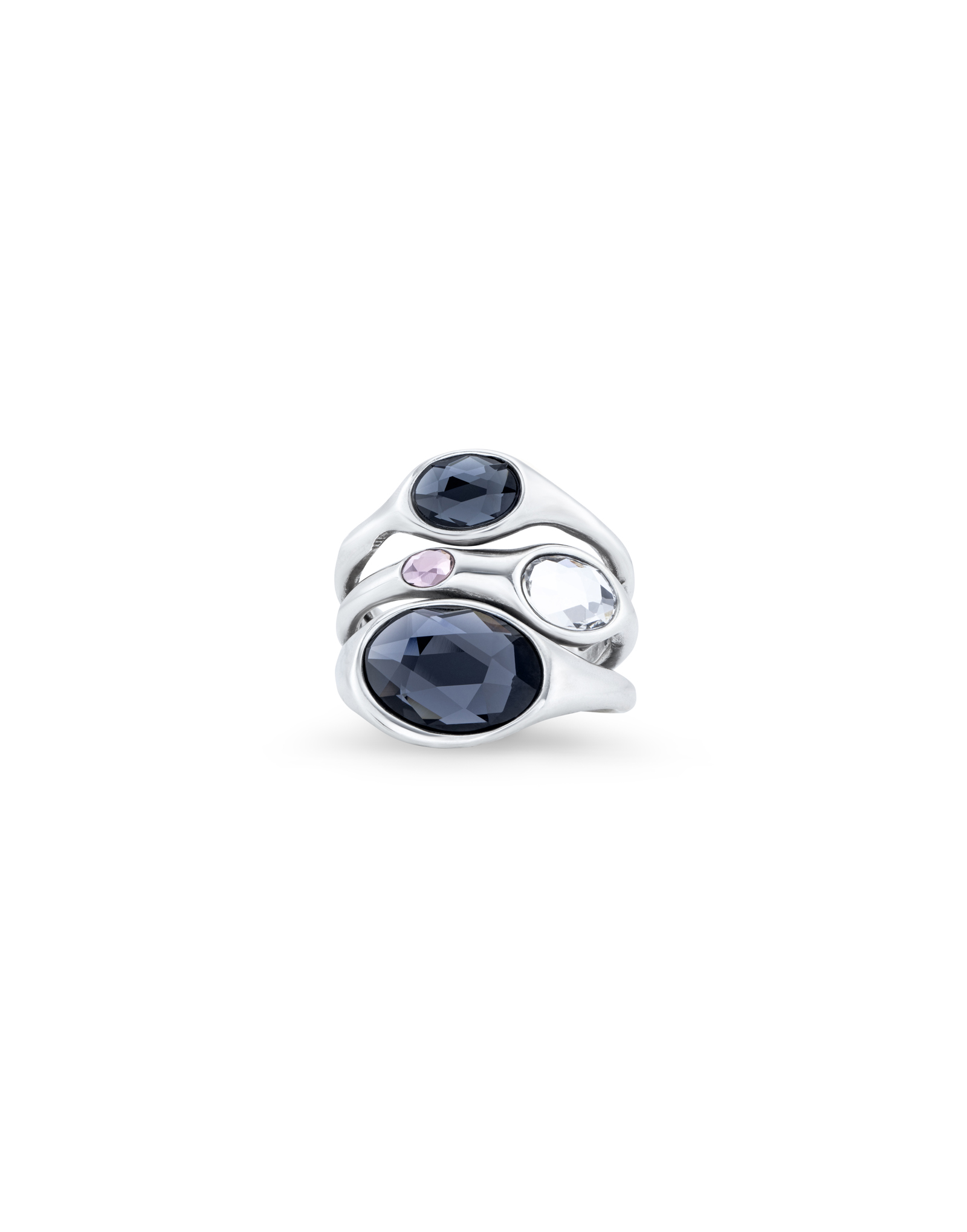 Ring with crystals with different sizes, Silver, large thumbnail