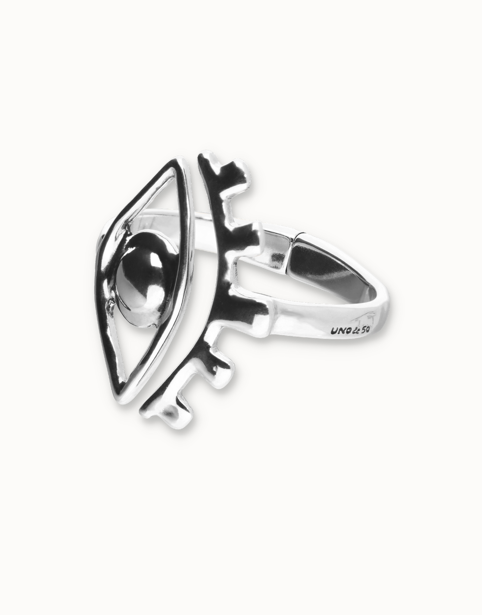 Bangle bracelet with a striking central eye, Silver, large thumbnail