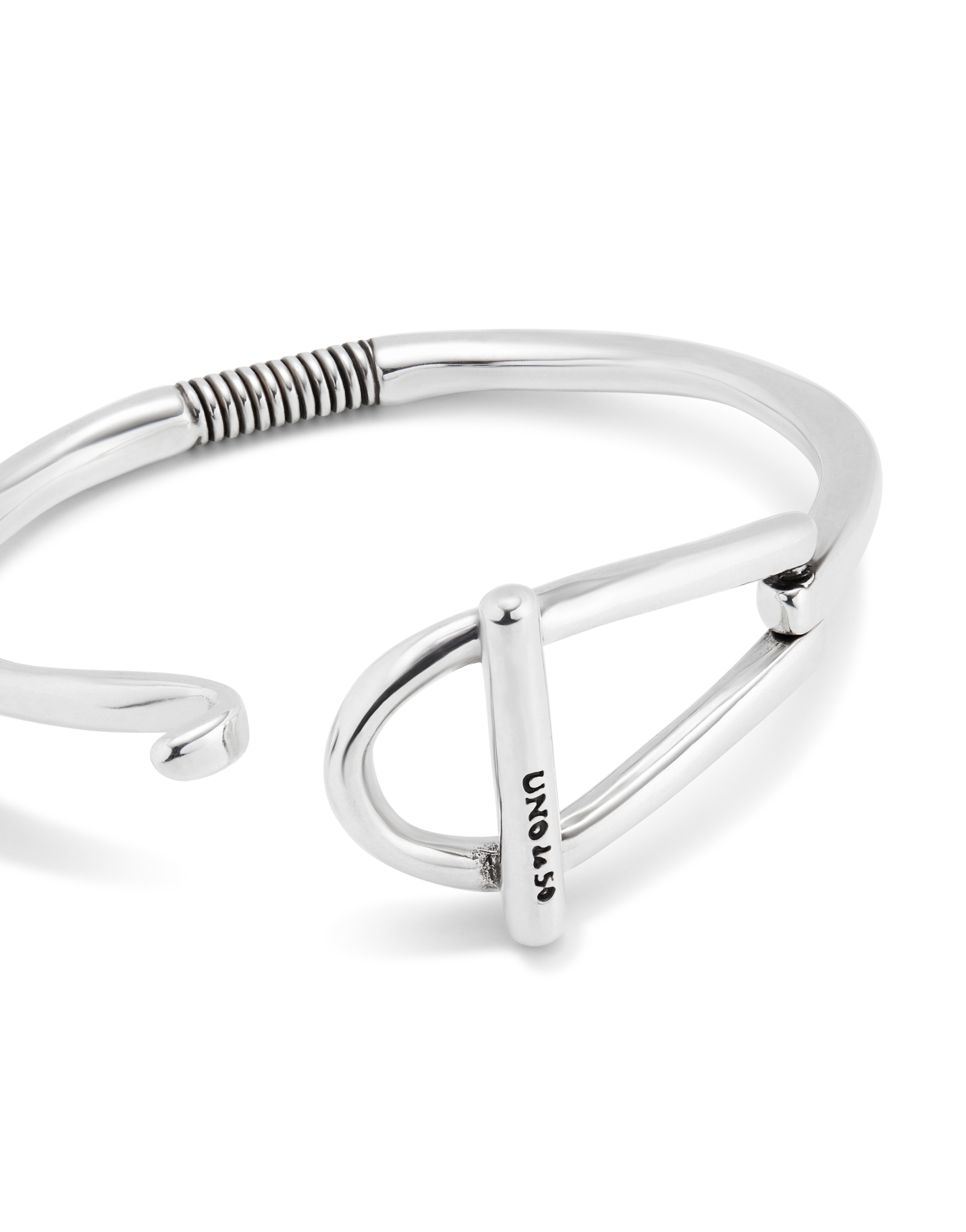 Bangle bracelet with medium sized link, Silver, large thumbnail