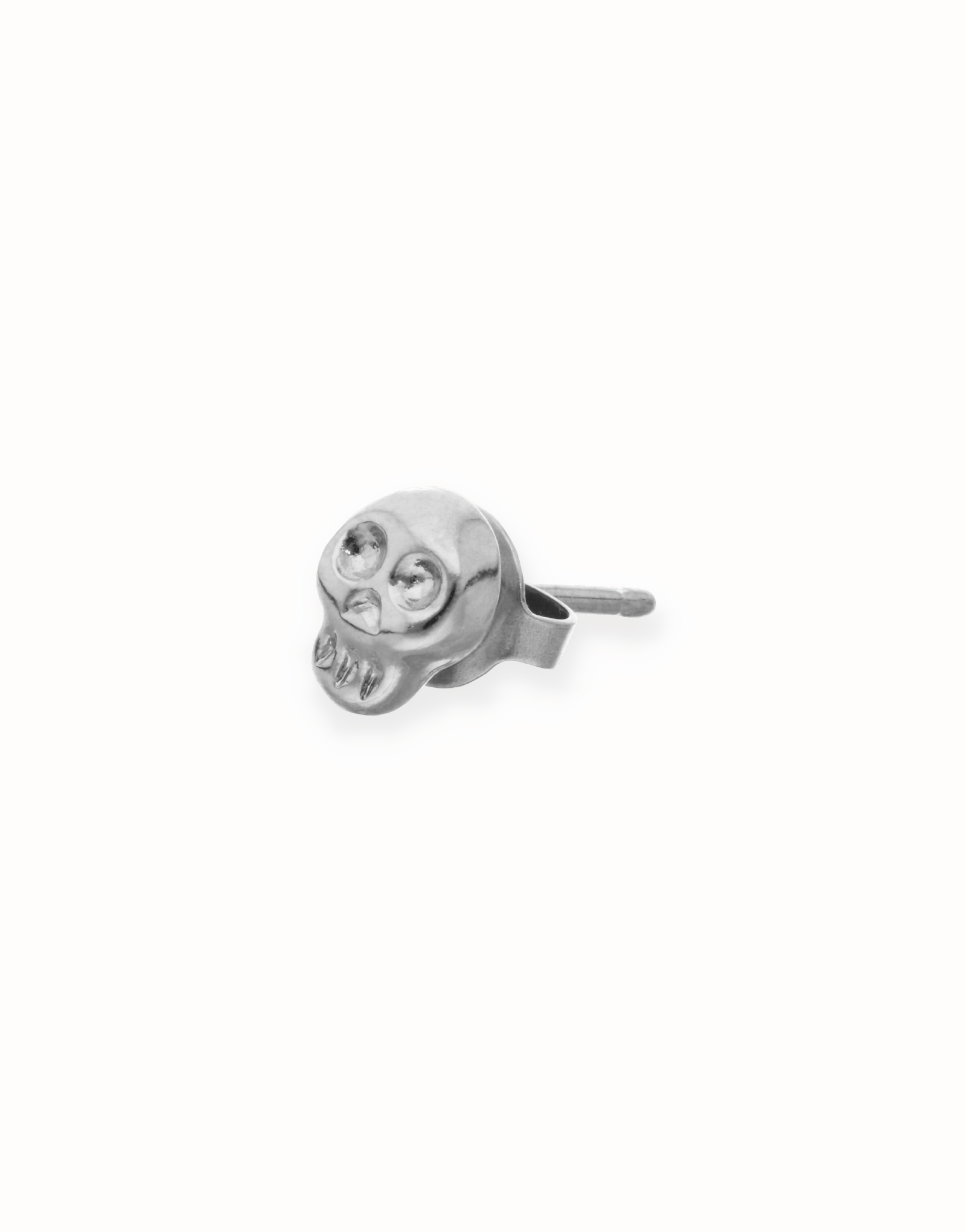 Skull single stud earring, Silver, large thumbnail