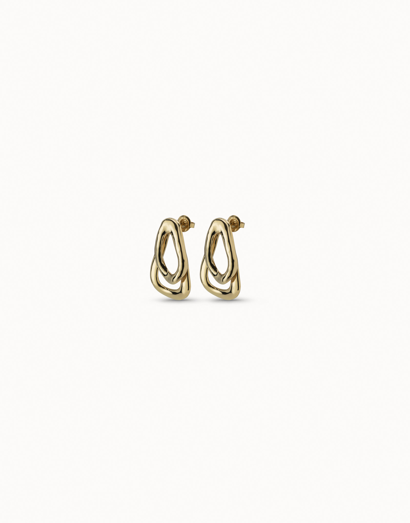 Earrings with 2 overlapping links, Golden, large thumbnail