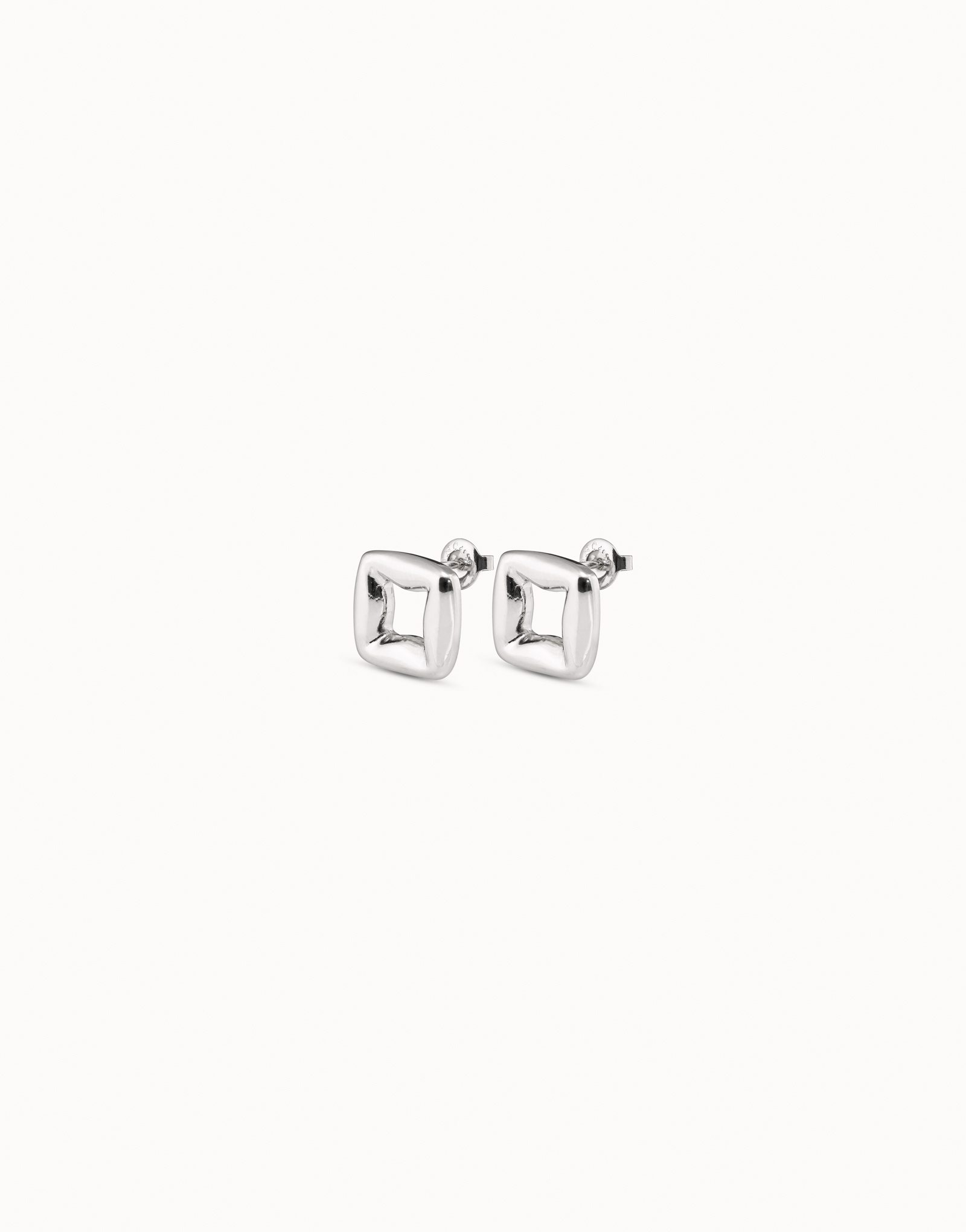 Square stud earrings, Silver, large thumbnail