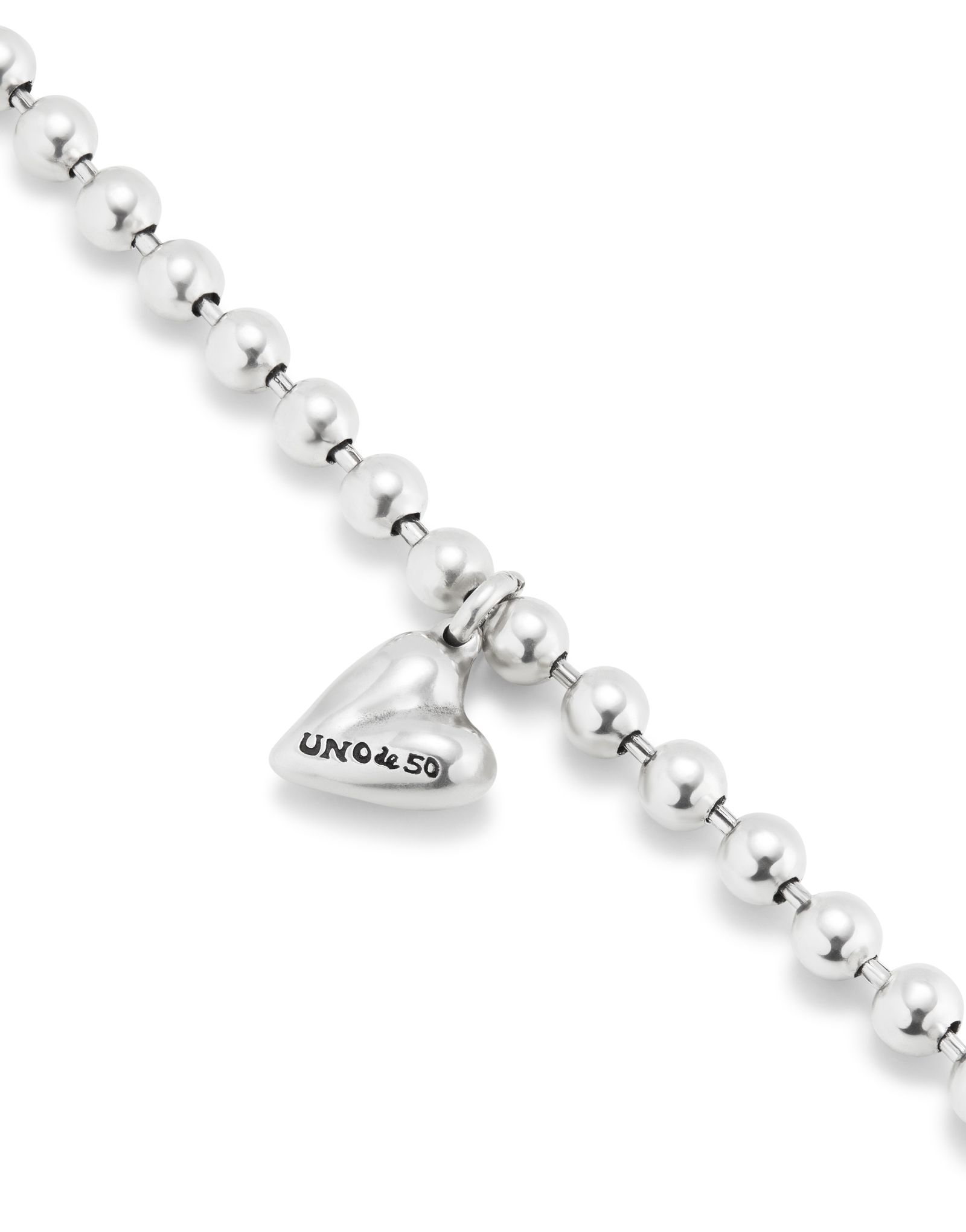 Beaded bracelet with a heart charm, Silver, large thumbnail