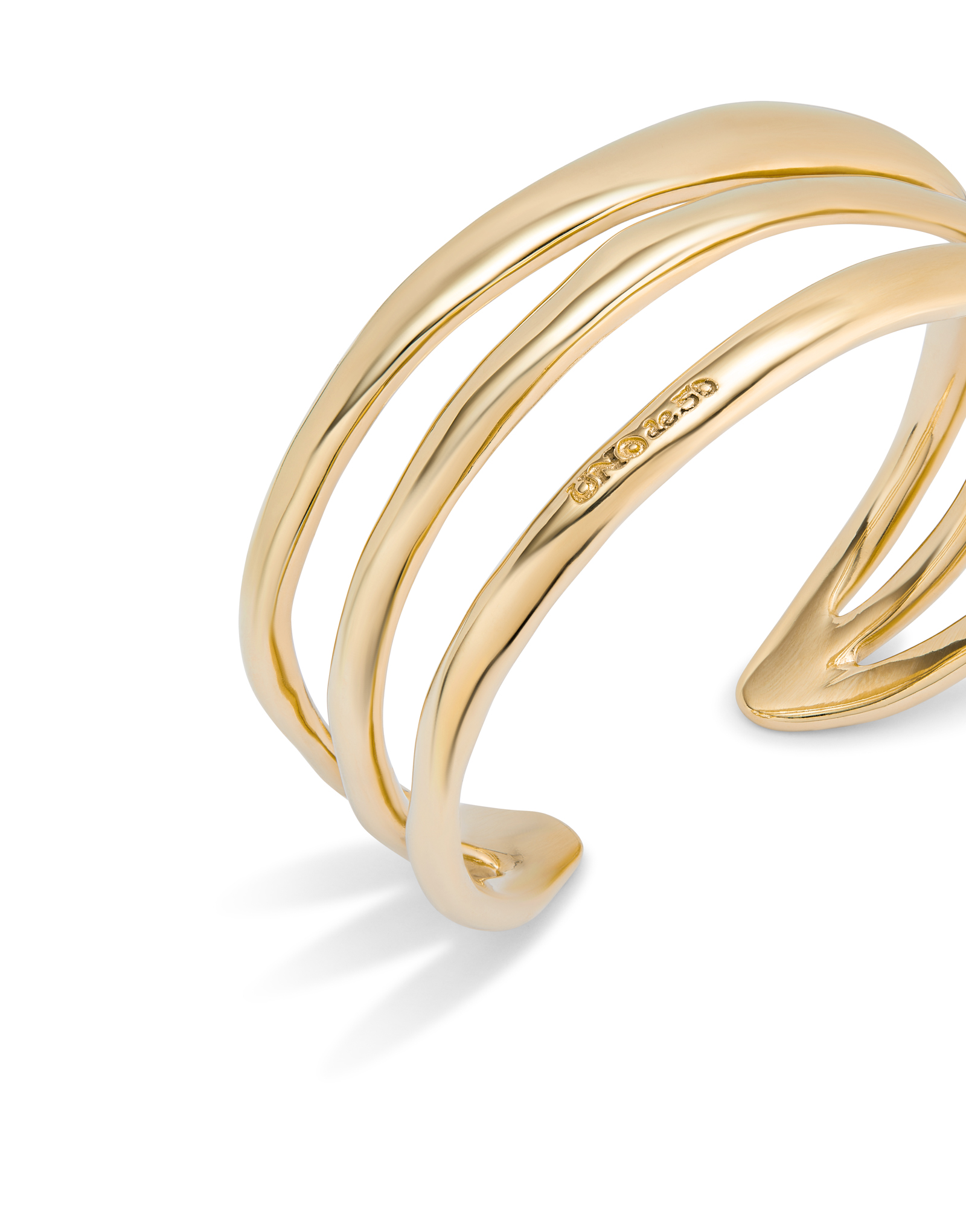 Triple strand cuff bracelet, Golden, large thumbnail