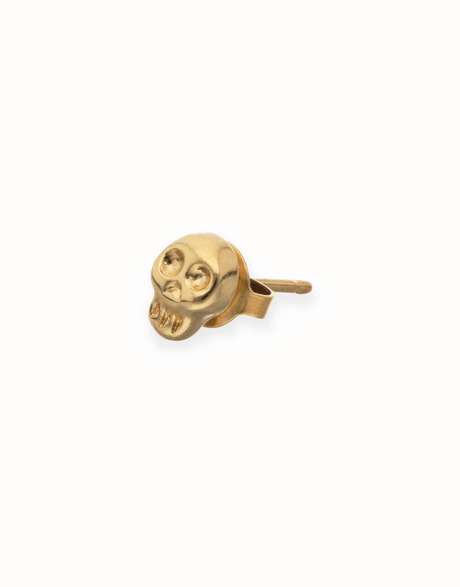 Skull single stud earring, Golden, large thumbnail