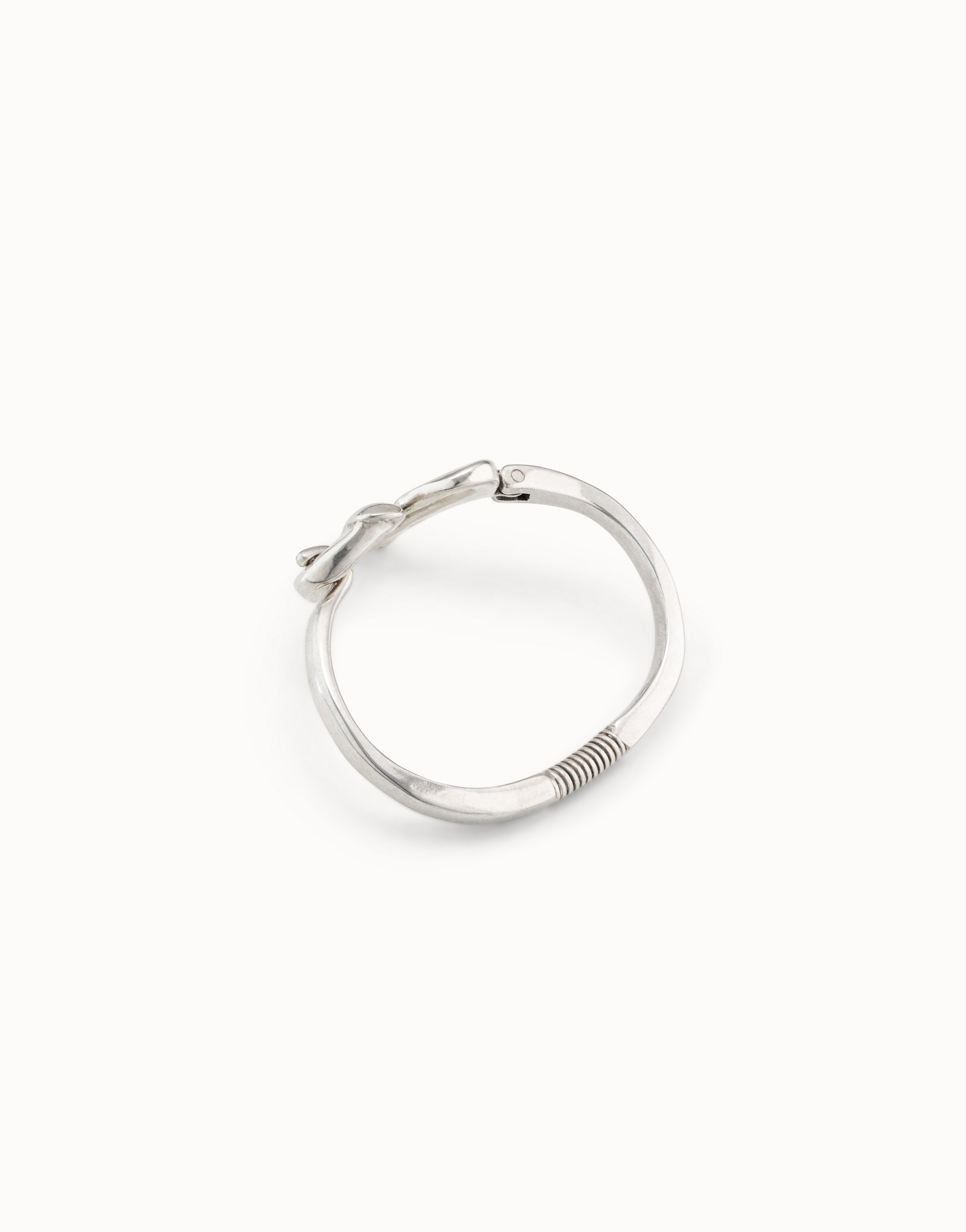 Bangle bracelet with nailed heart, Silver, large thumbnail