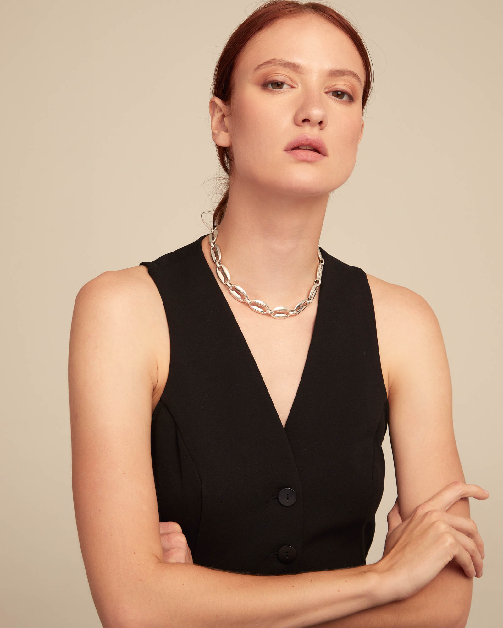 Short link chain necklace, Silver, large thumbnail
