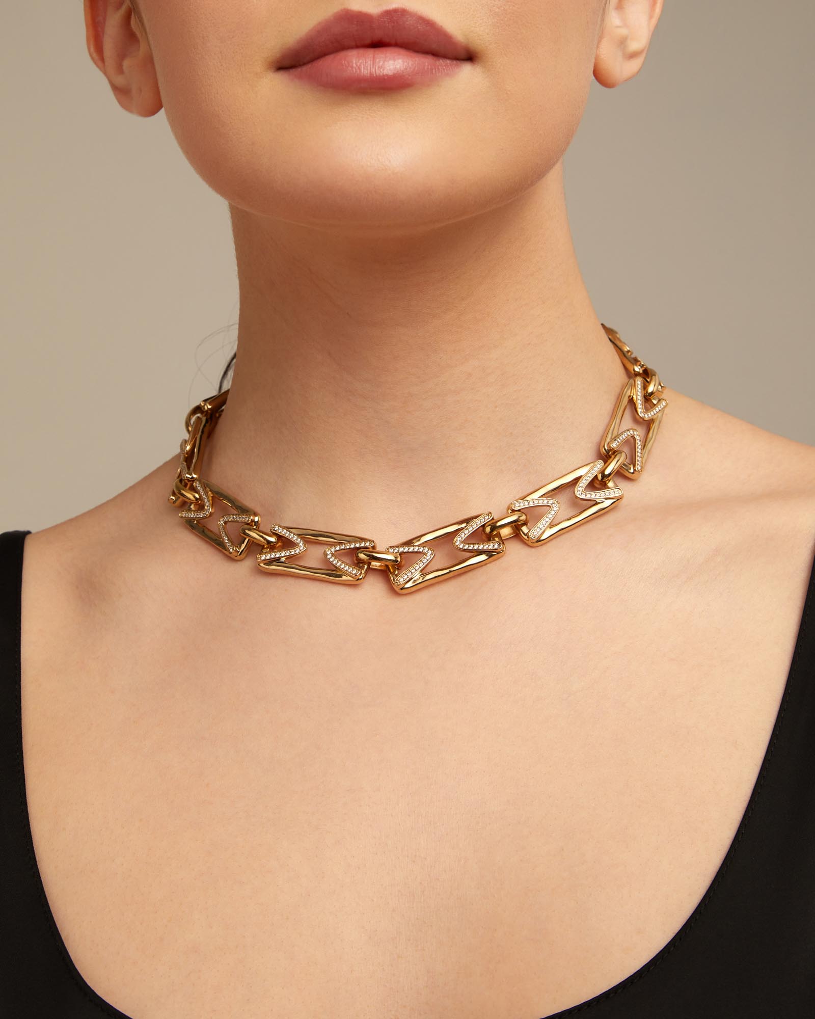 Multi strand chain necklace with topaz, Golden, large thumbnail