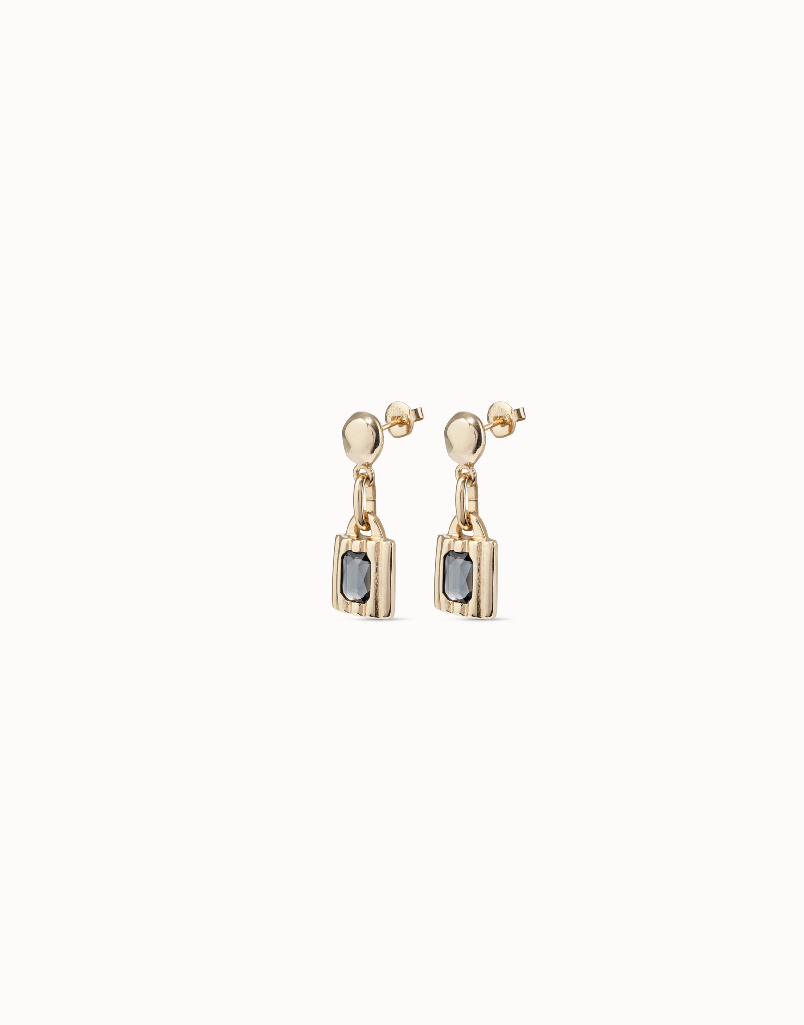 Padlock shaped drop earrings, Golden, large thumbnail