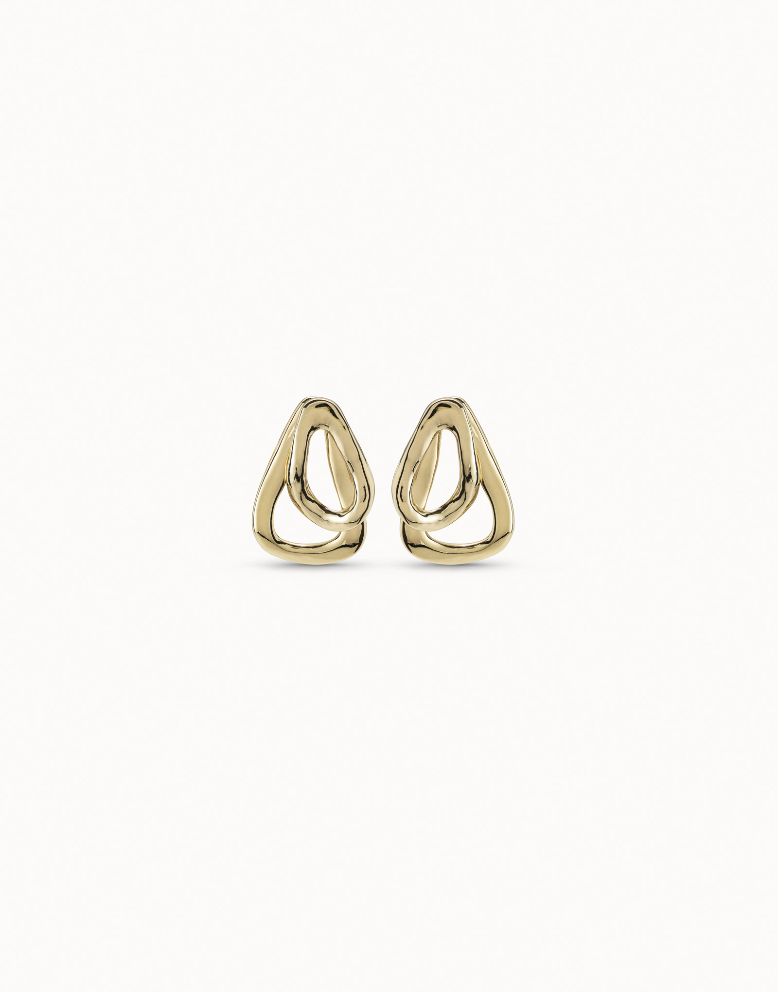 Earrings with 2 overlapping links, Golden, large thumbnail