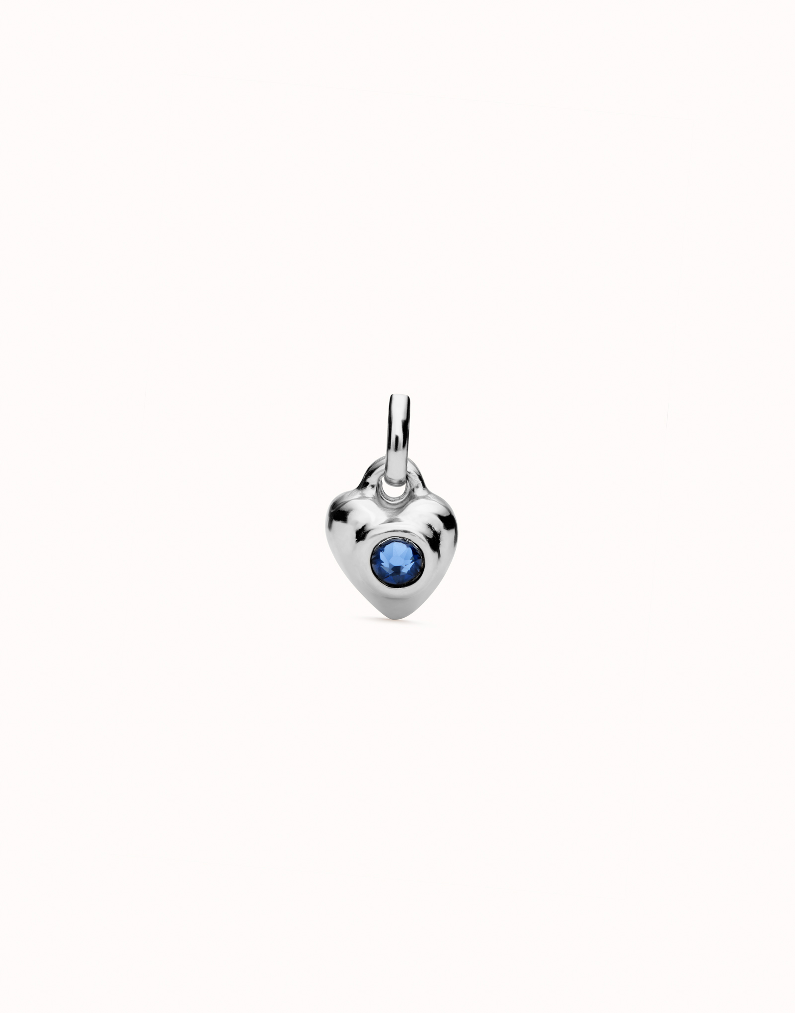 Charm with blue crystal, Silver, large thumbnail