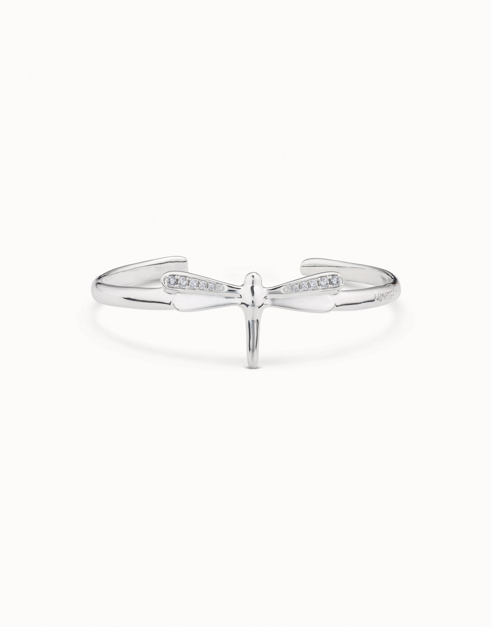 Dragonfly shaped cuff bracelet with topaz, Silver, large thumbnail
