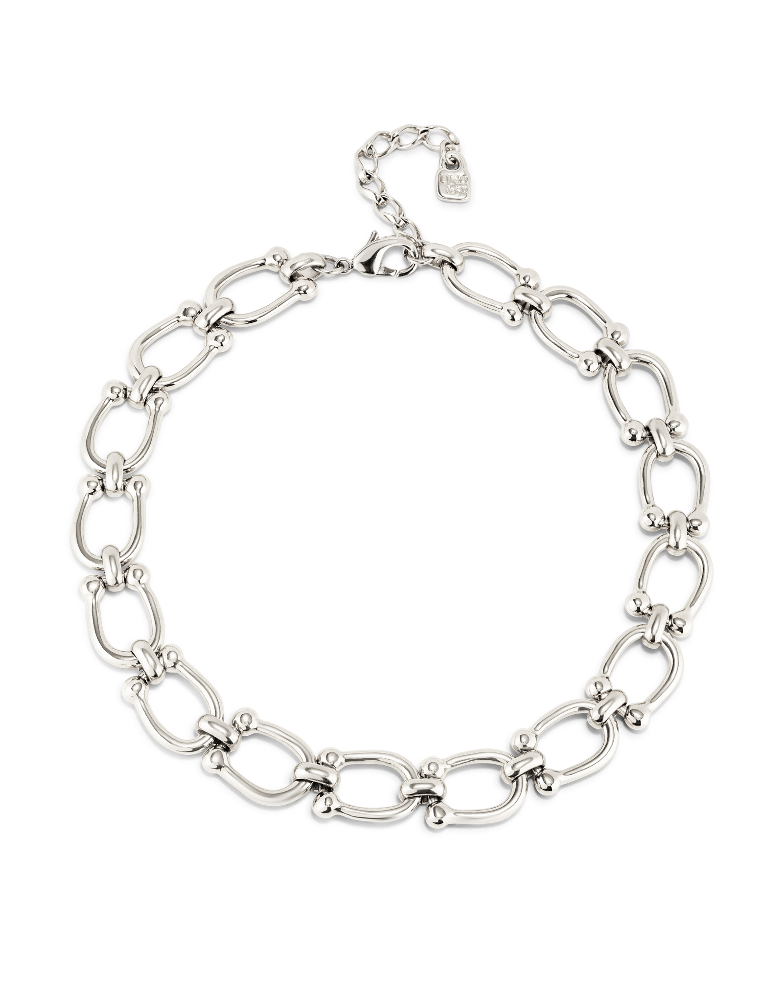 Collar bañado en plata con eslabones medianos, Plateado, large thumbnail