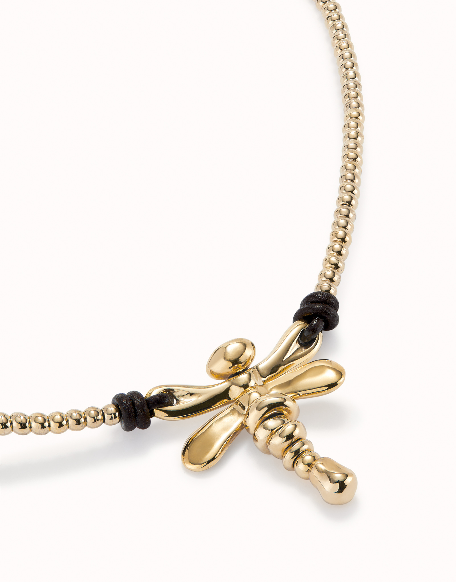 Short pendant necklace with dragonfly, Golden, large thumbnail