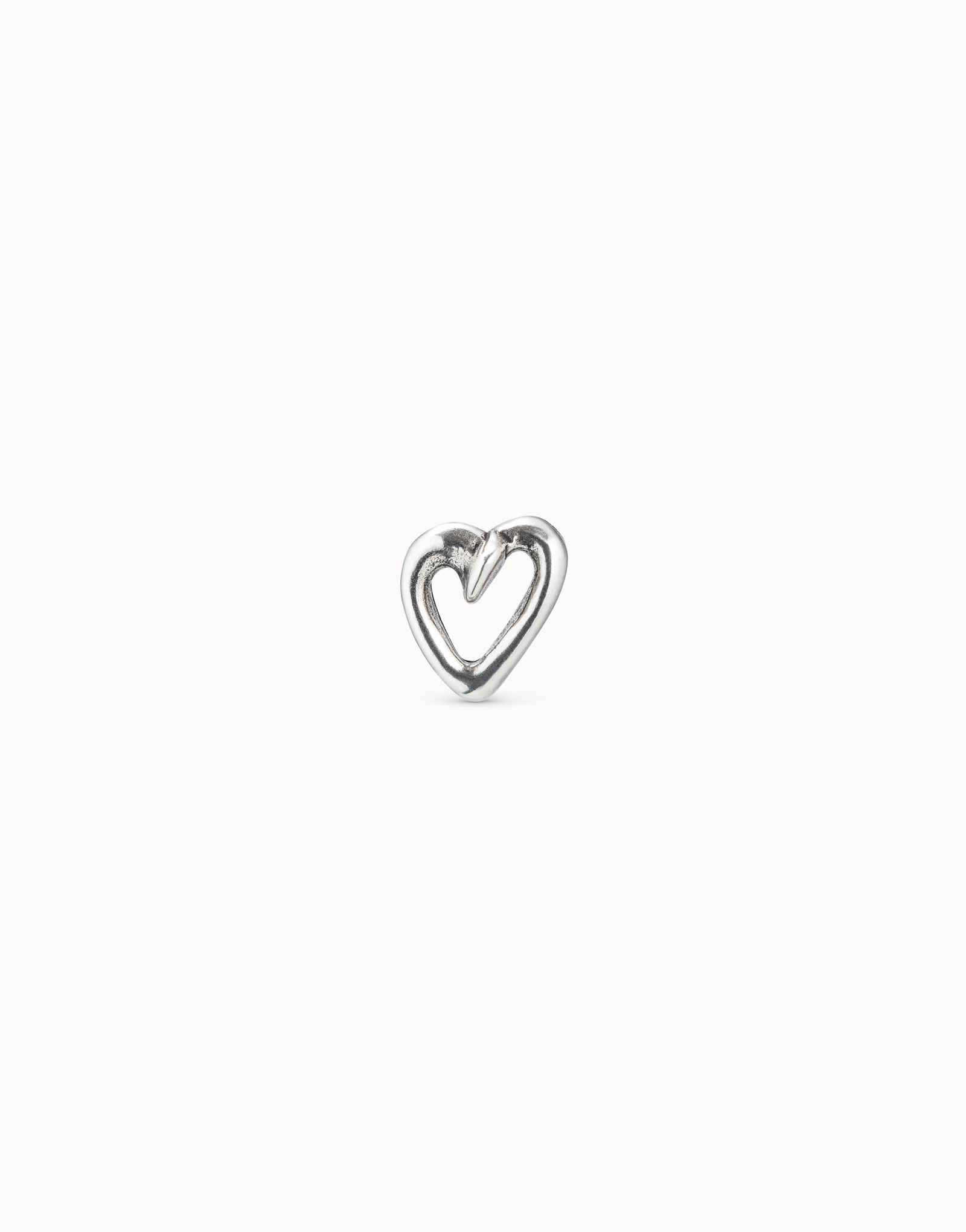 Heart Single Stud Earring, Silver, large thumbnail