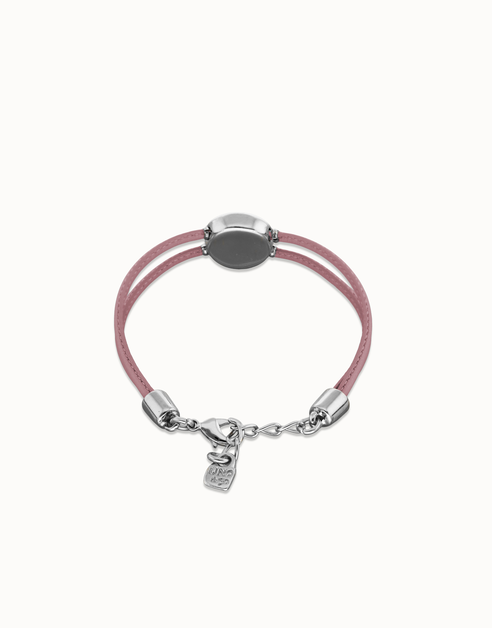 Double lilac leather birthstone bracelet with eye, Silver, large thumbnail