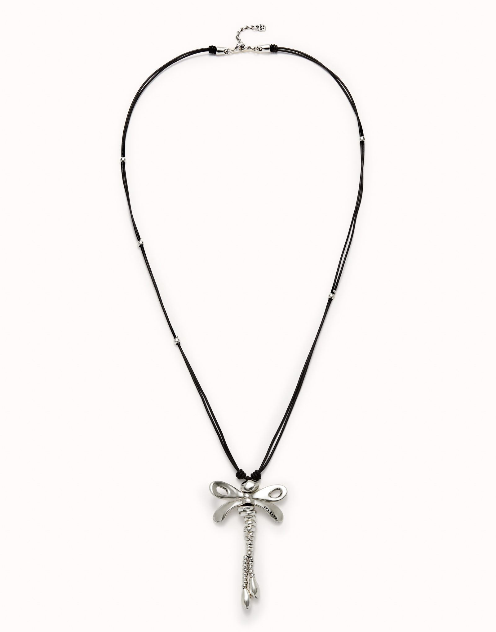 Long pendant necklace with a dragonfly, Silver, large thumbnail